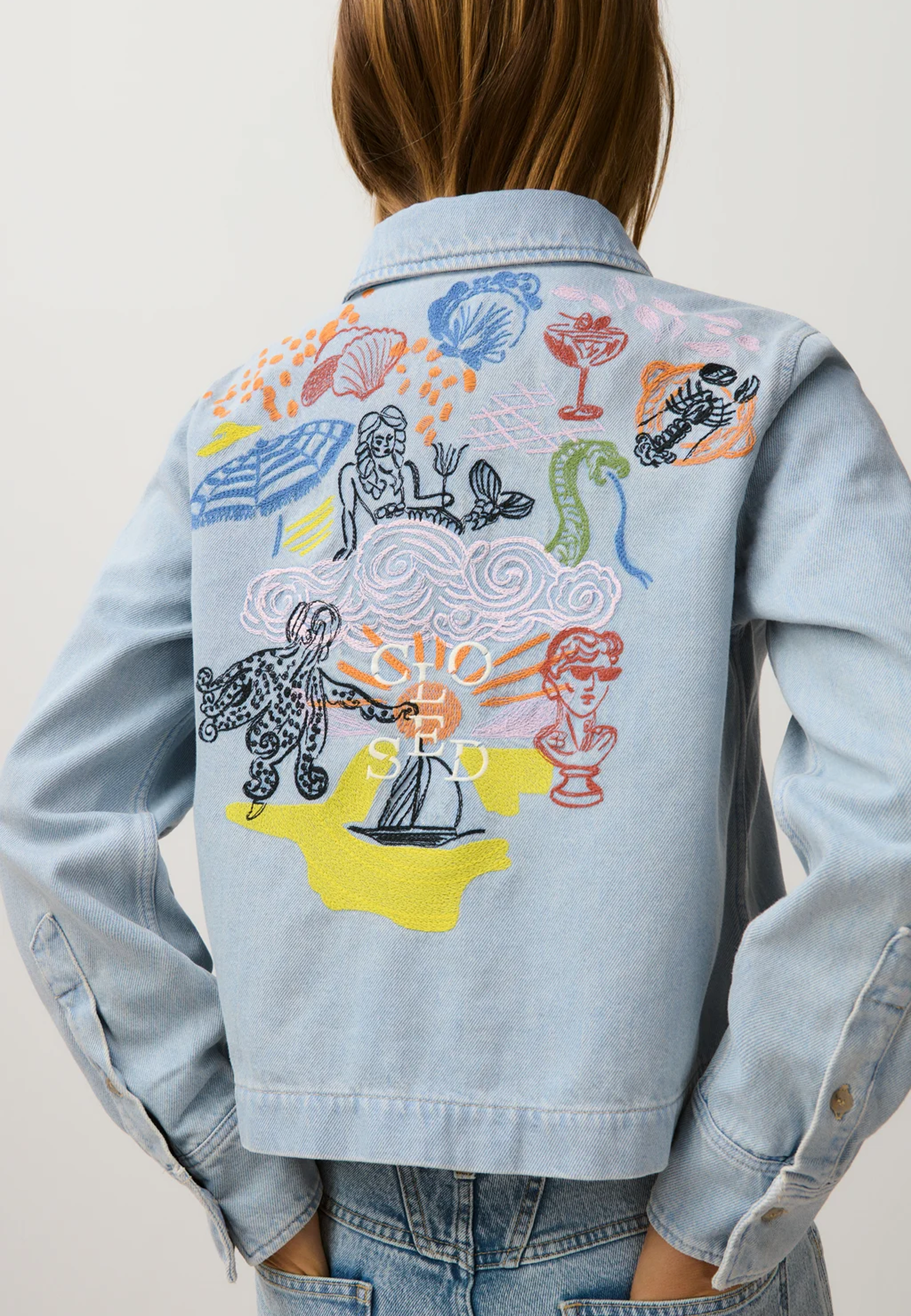 C94375 Beskåret klassisk bluse | Lyseblå