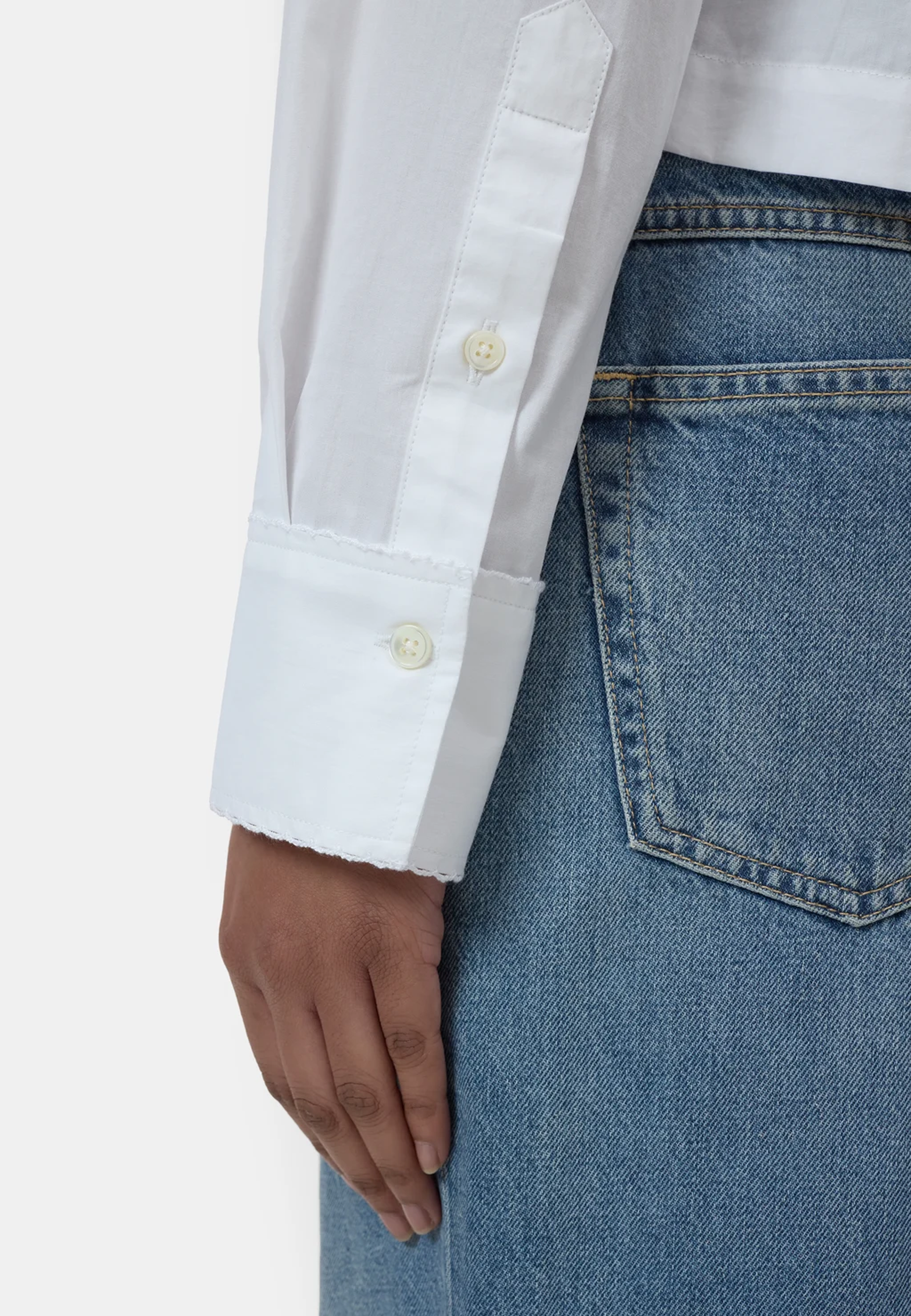 C94504 Bluse med blondedetaljer | Hvid