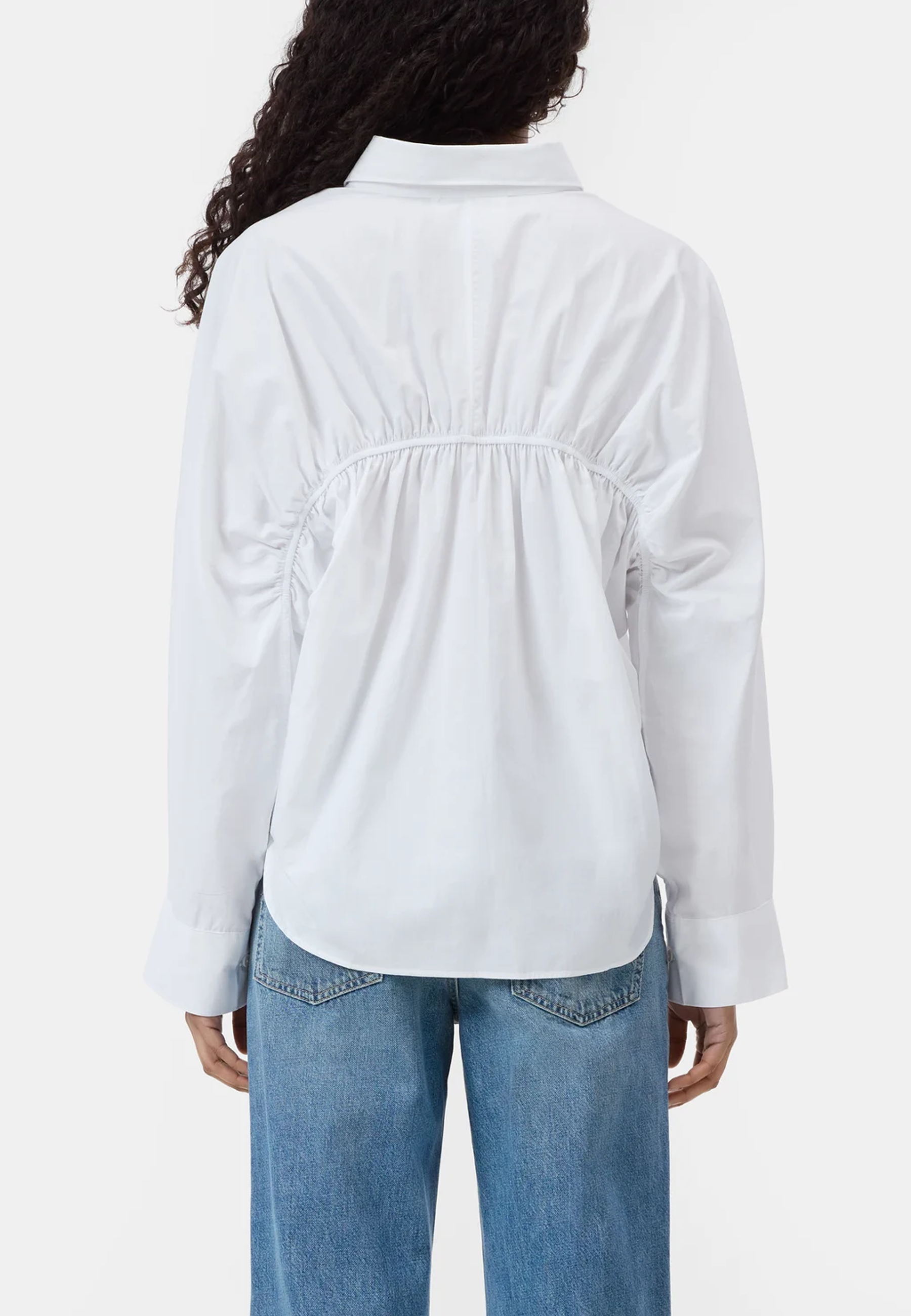 C94564 Bluse med rynker | Hvid