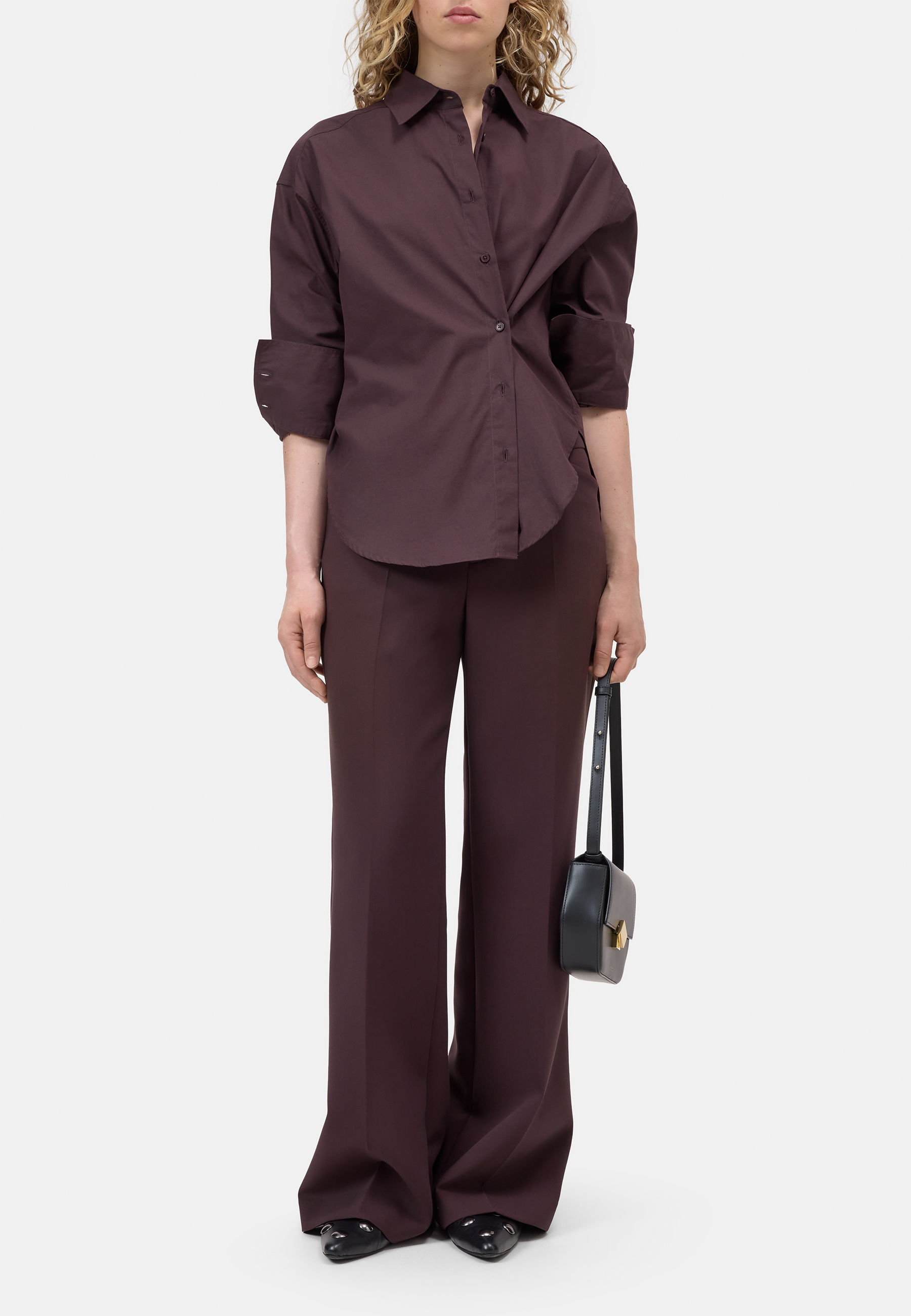 C94576 Wickelbluse | Cinder Brown