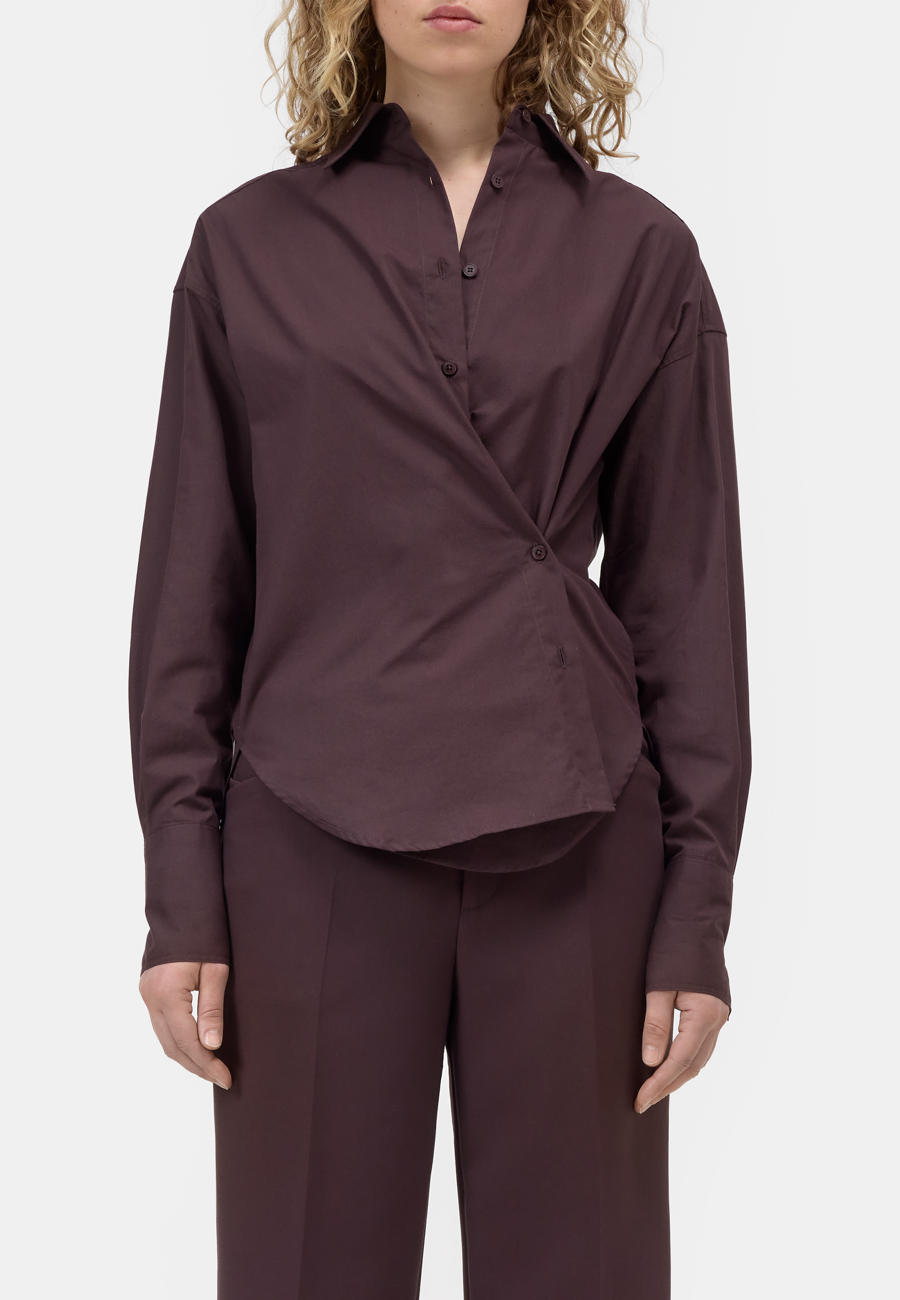 C94576 Wickelbluse | Cinder Brown