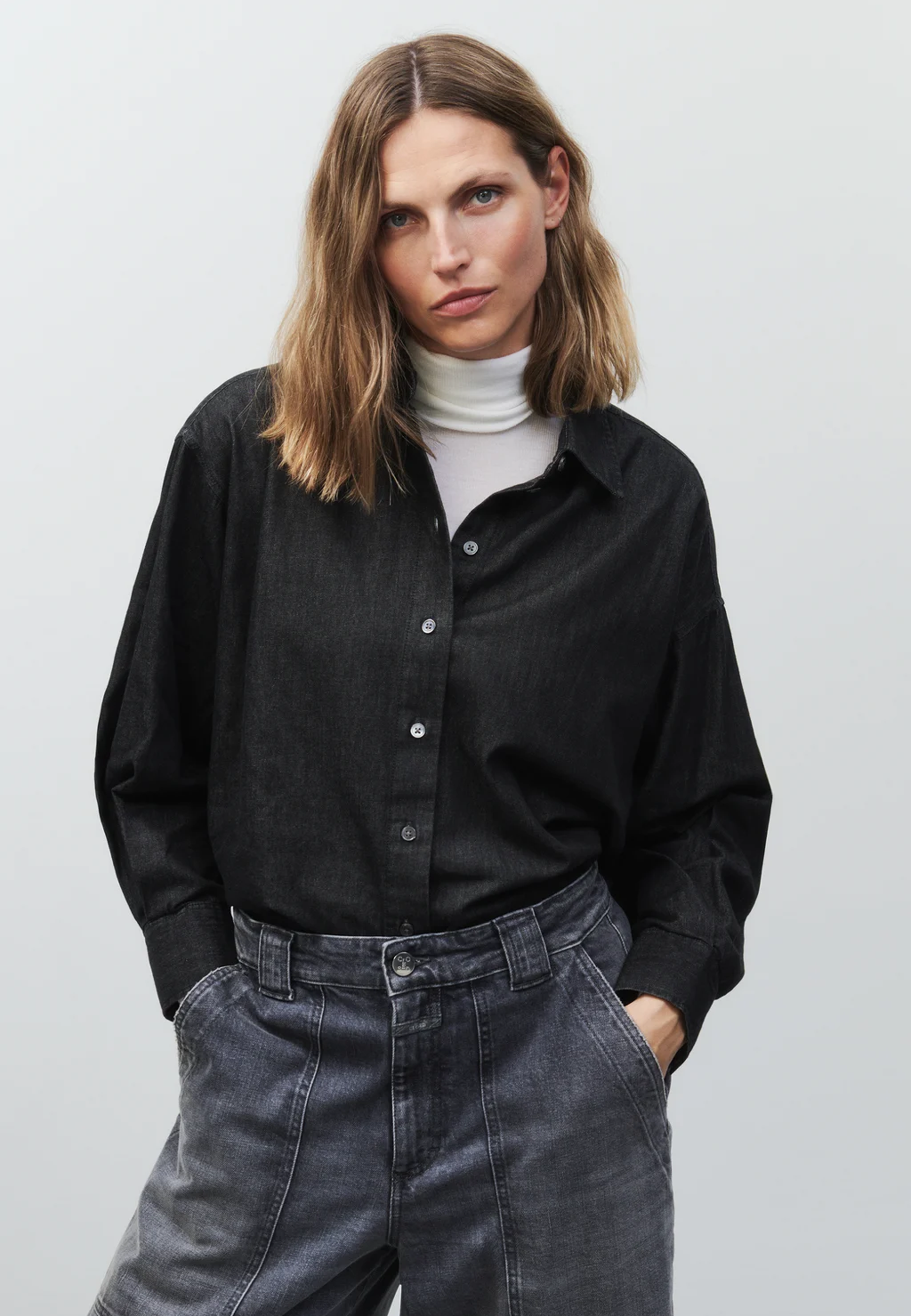 C94619 Denim Bluse | Mid Grey Melange