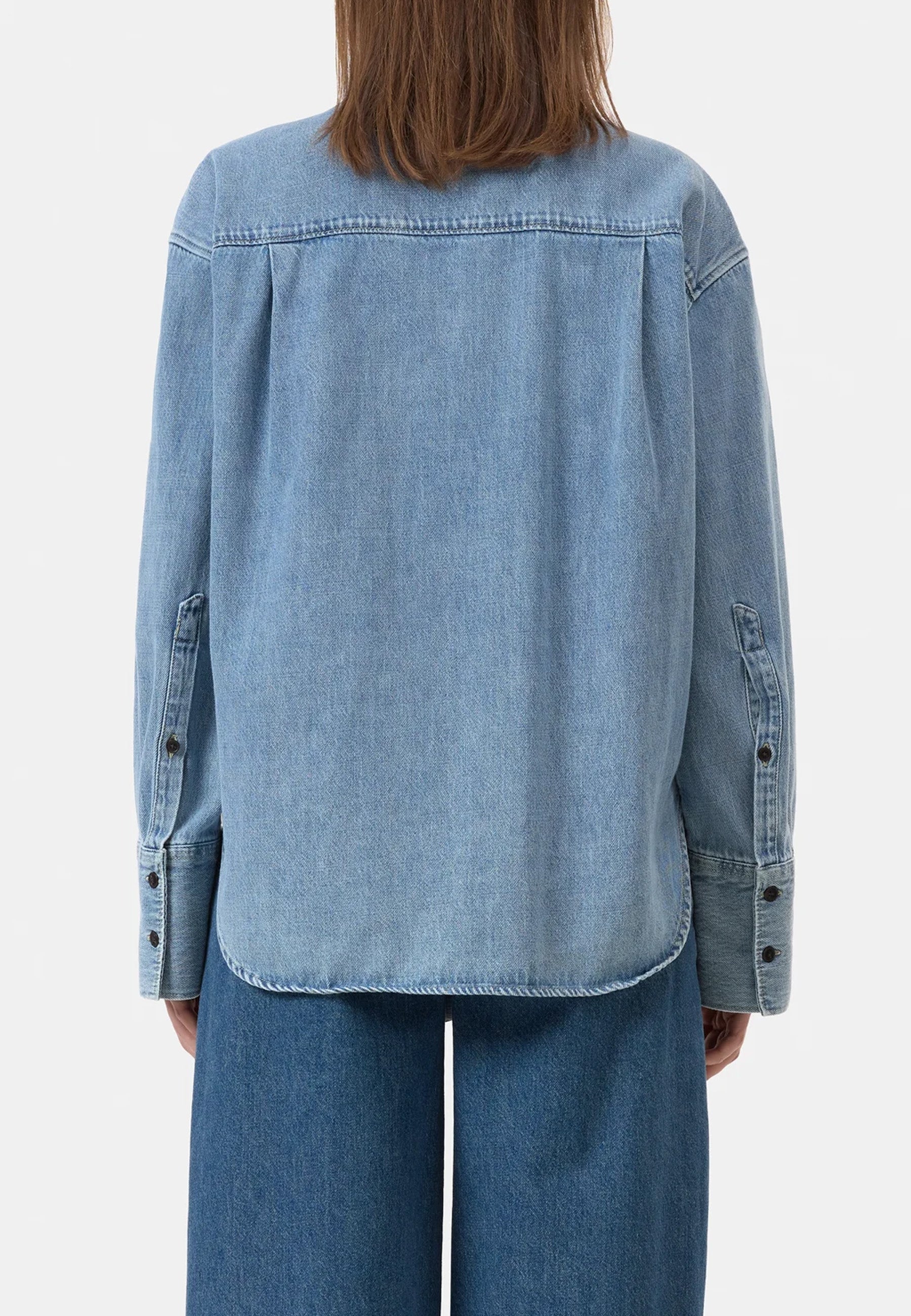 C94789 Scarf Denim Bluse | Light Blue