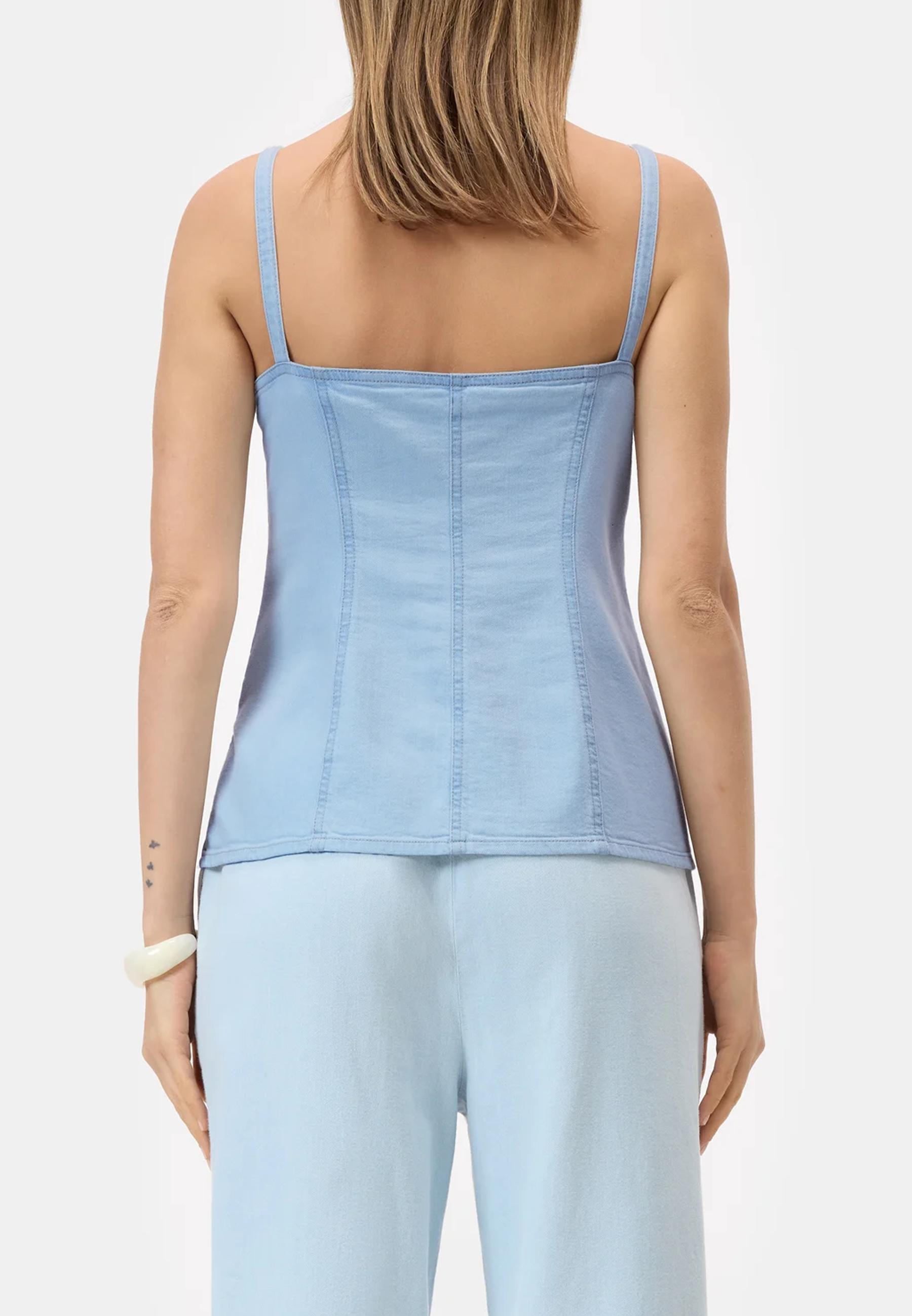 C94922 Strap Jeans Top | Light blue