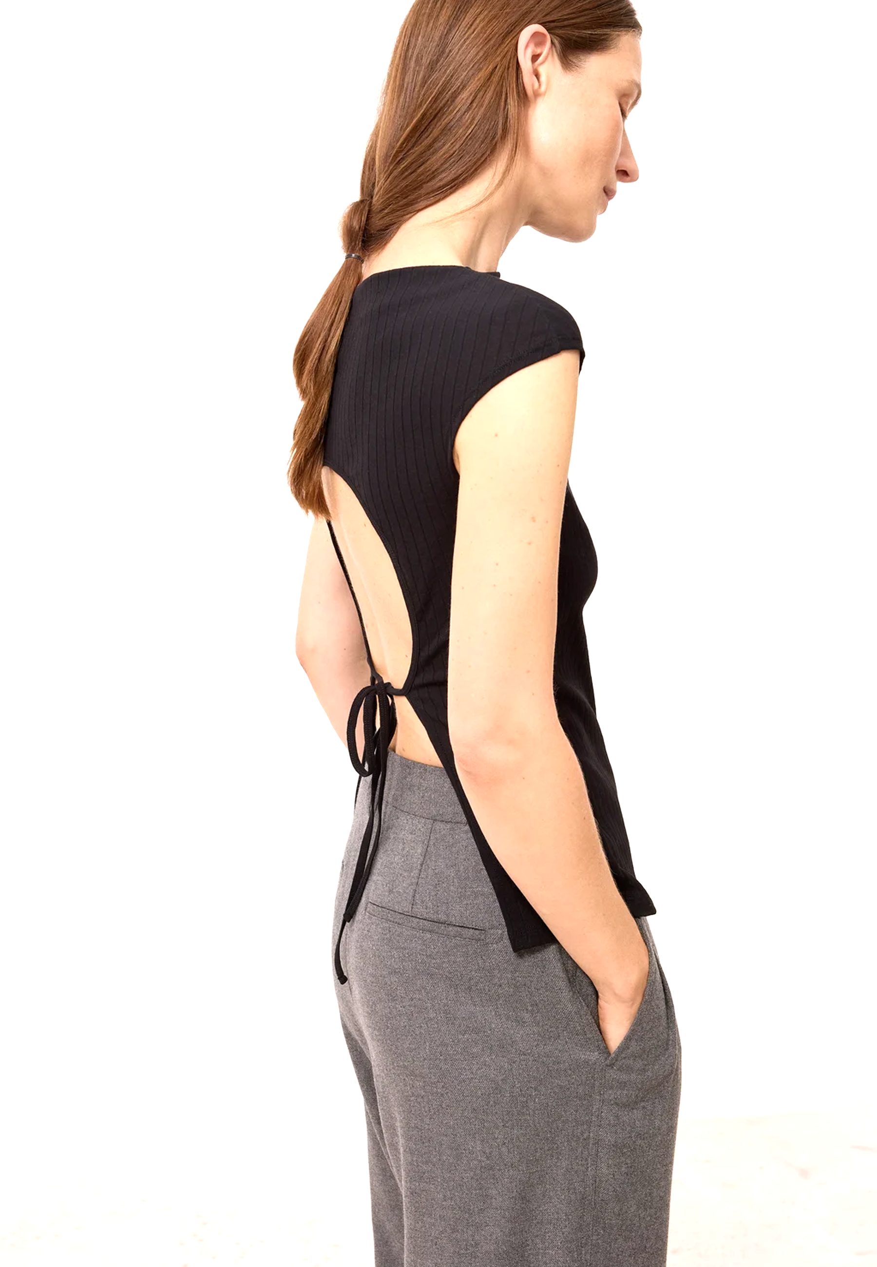 C95013 Open Back T-Shirt |Â Black
