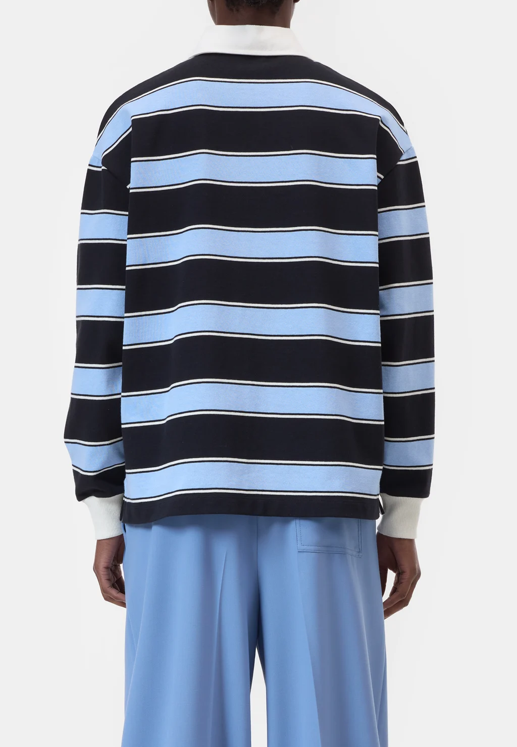 C95178 Striped Rugby Polo Shirt | Sky Blue