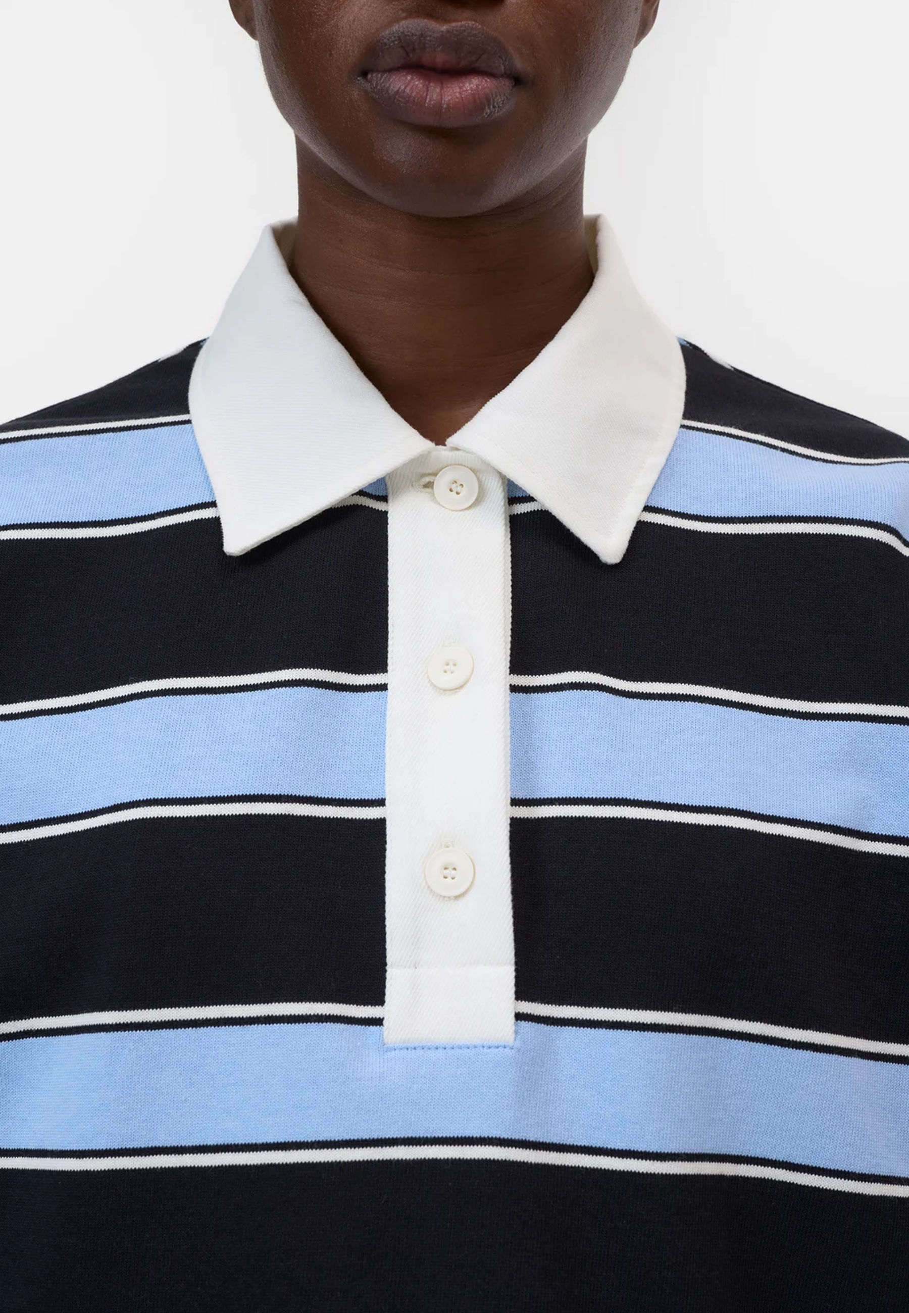 C95178 Striped Rugby Polo Shirt | Sky Blue