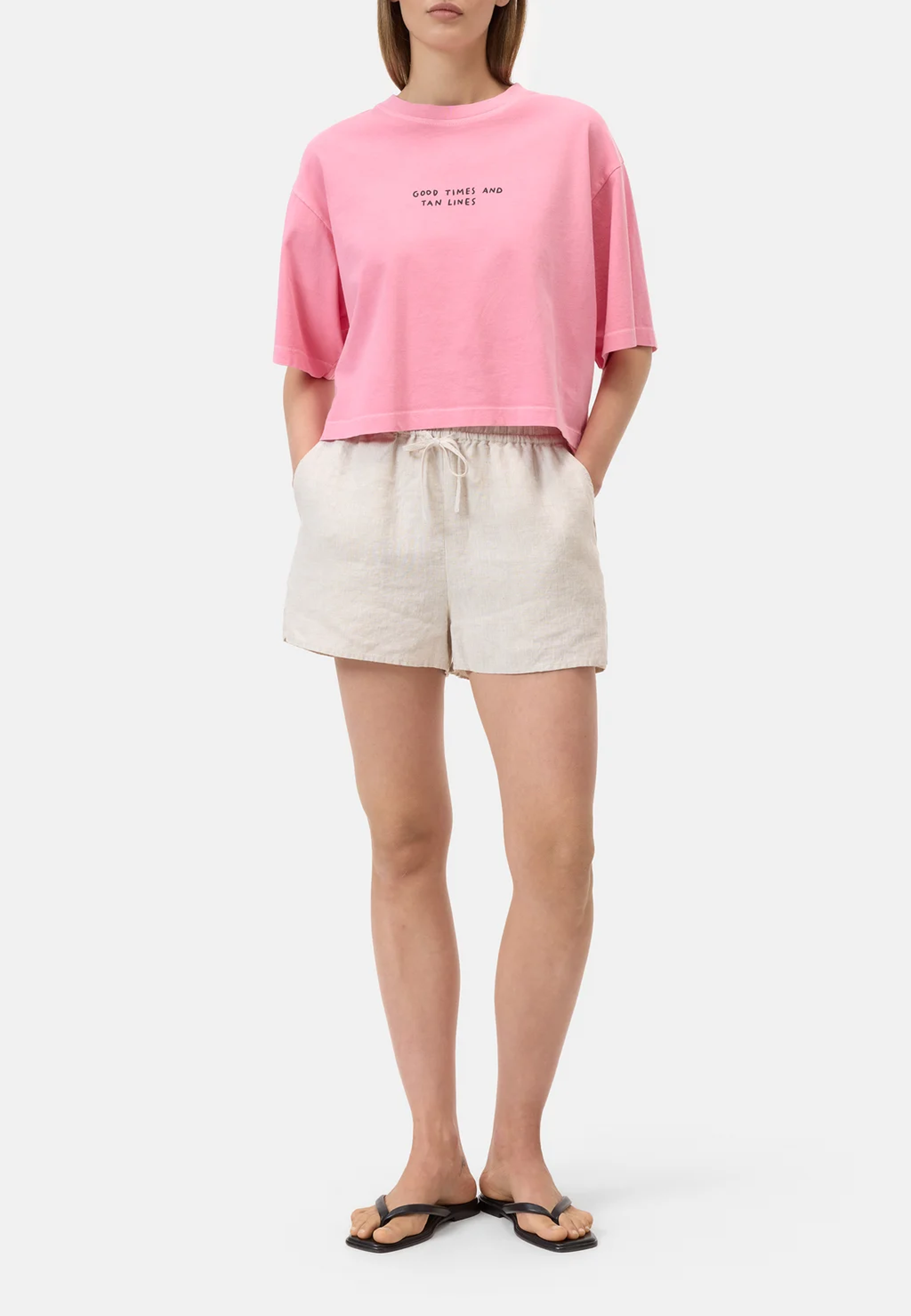 C95303Cropped Boxy T-Shirt | Peony pink