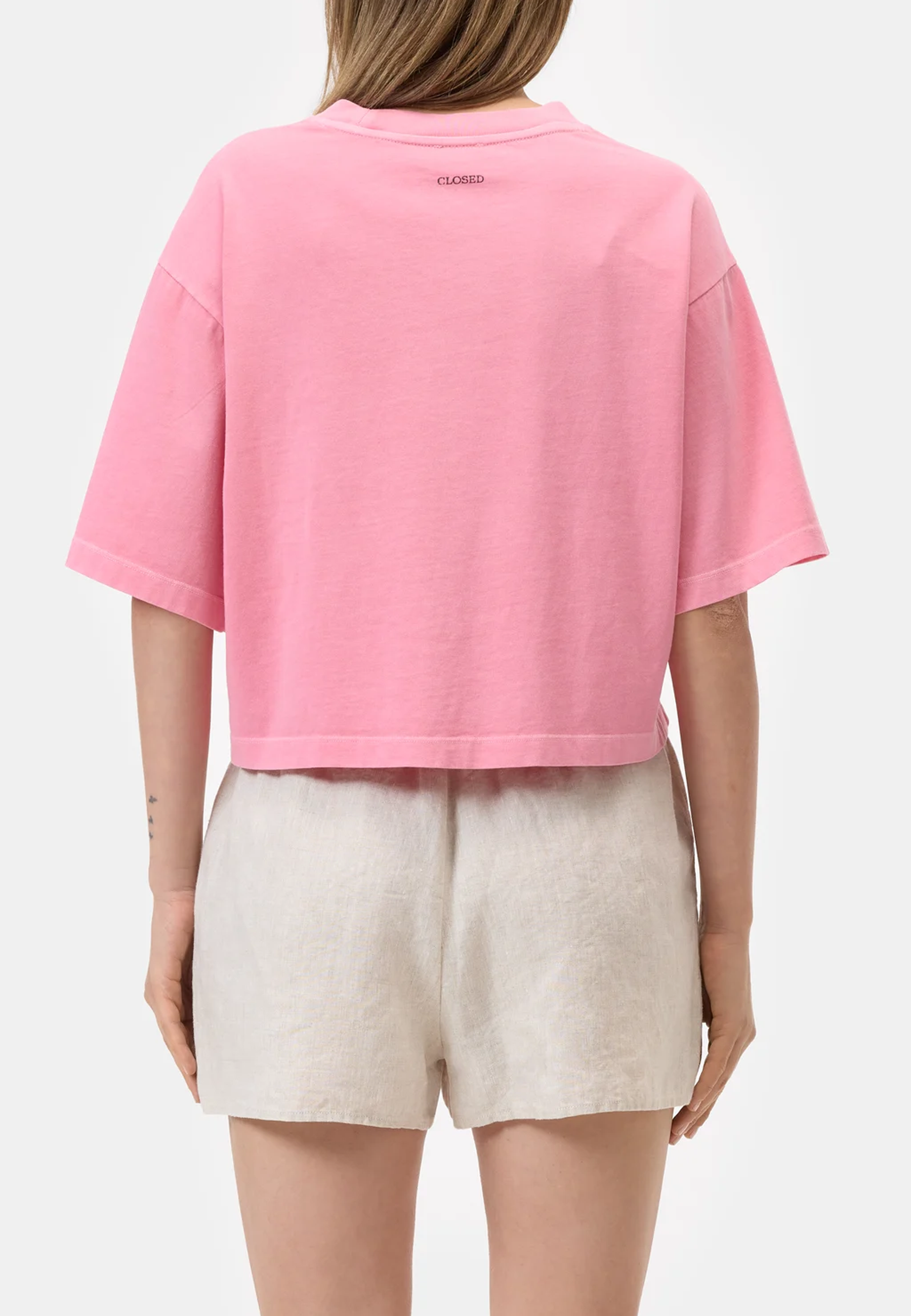 C95303Cropped Boxy T-Shirt | Peony pink