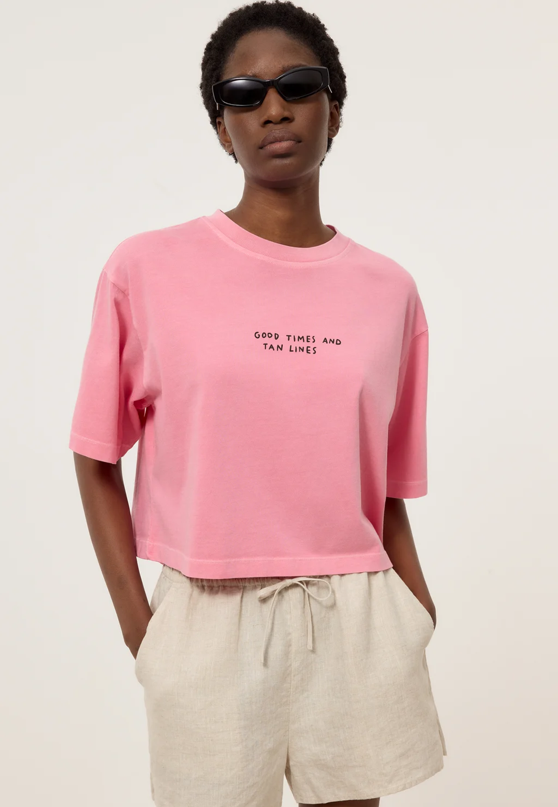 C95303Cropped Boxy T-Shirt | Peony pink