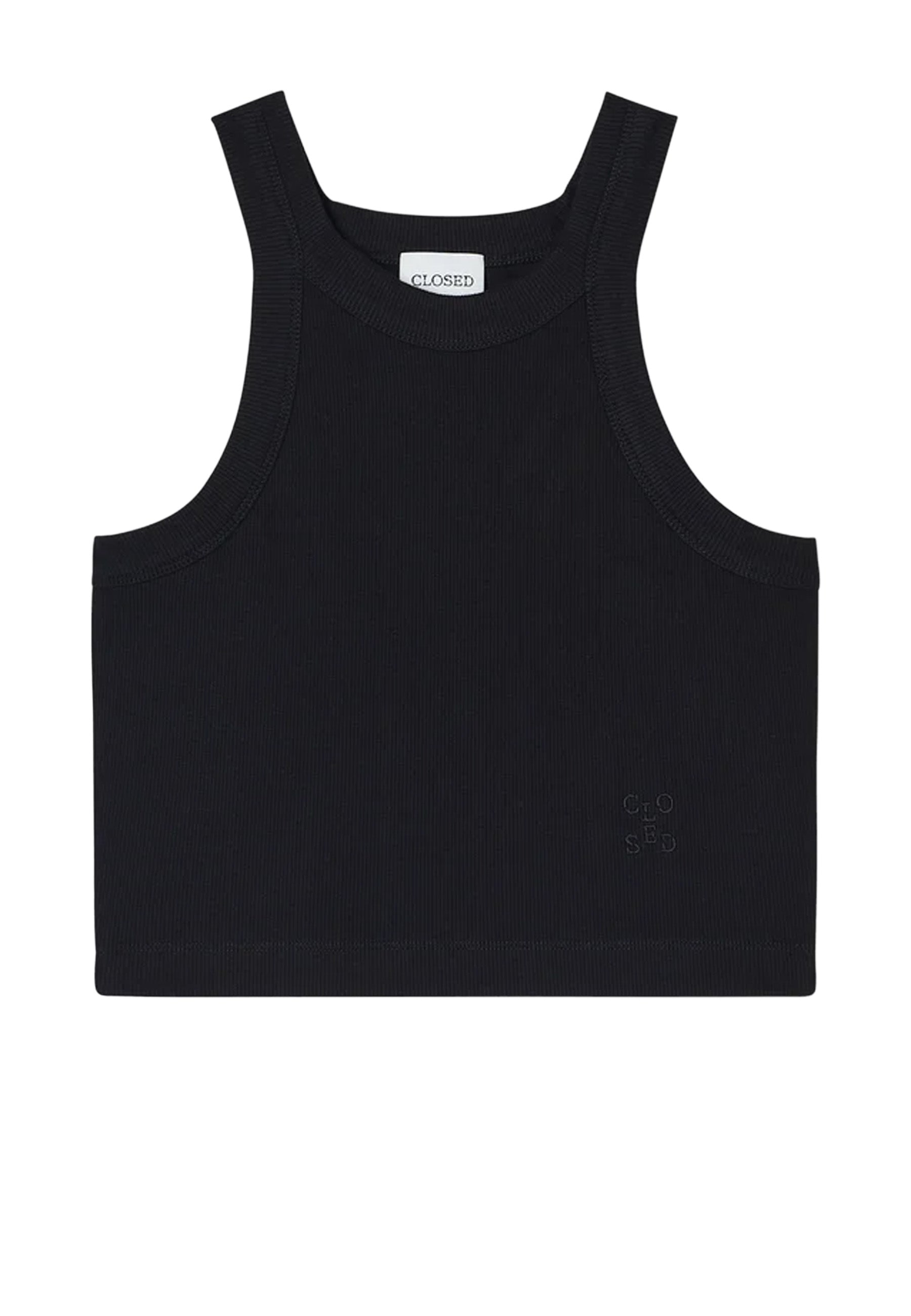 C95568 Cropped Racer Tank Top | Black