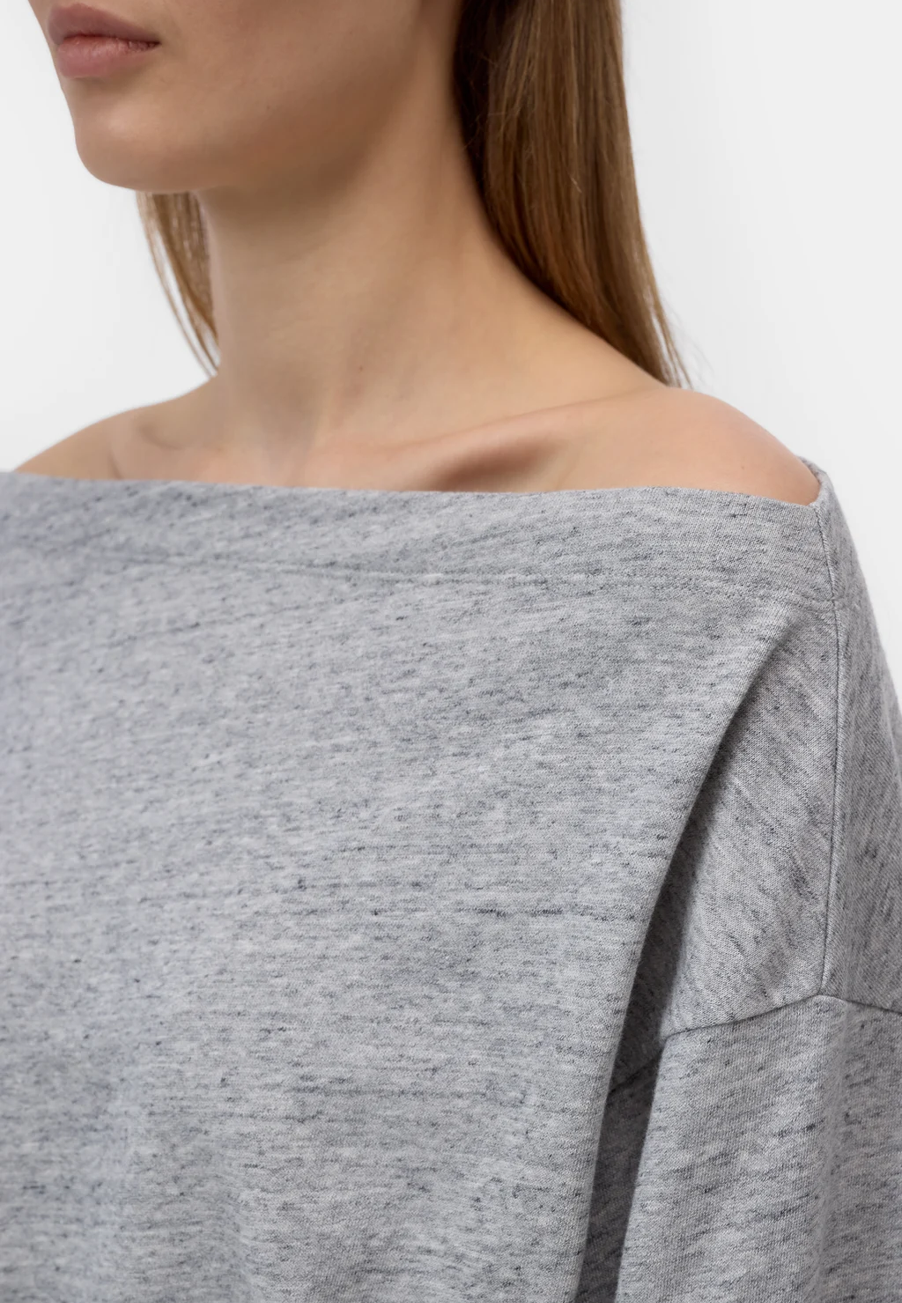 C95745 Off-Shoulder Sweatshirt | Light Grey Melange