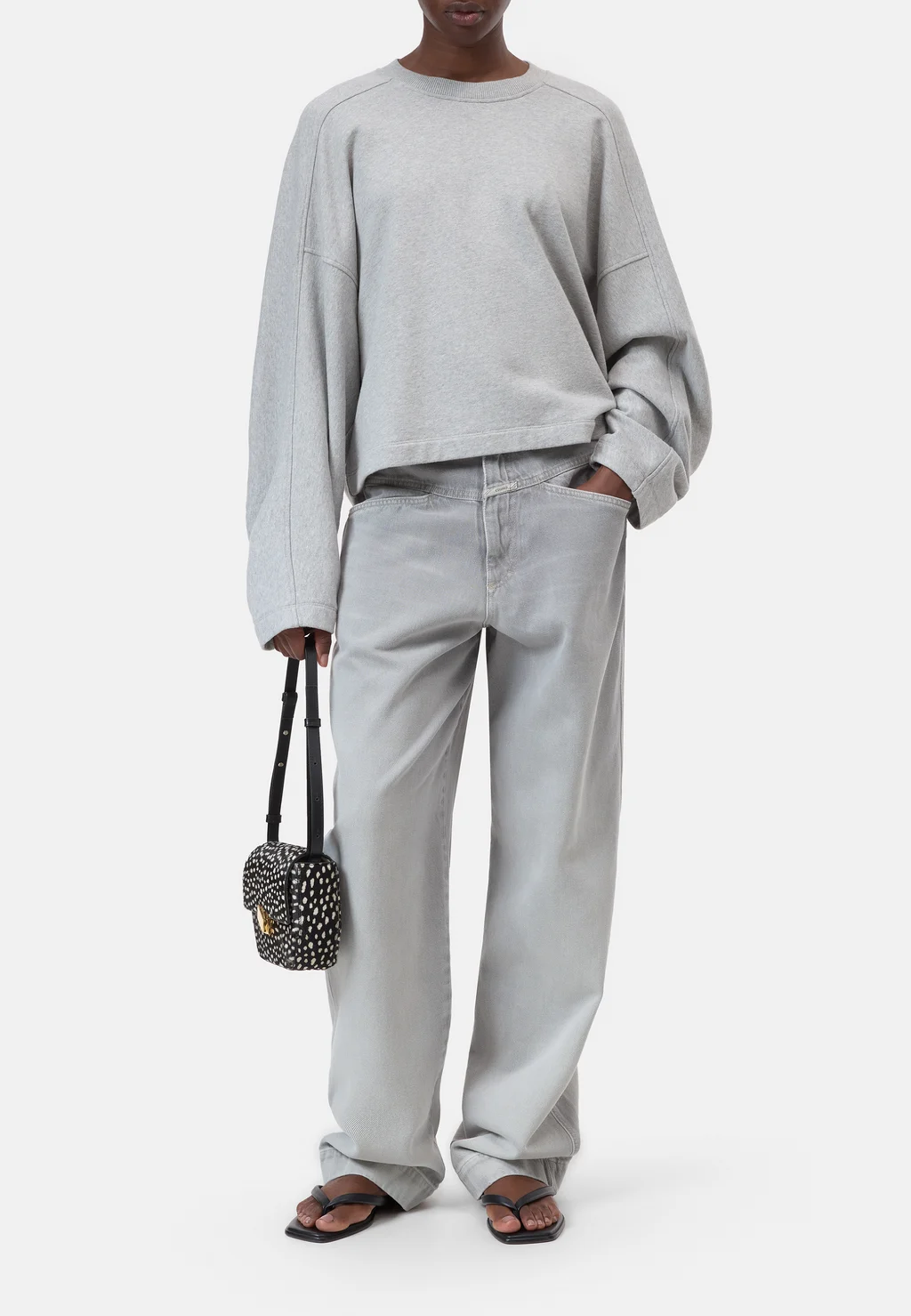 C95761 Gathered Sweatshirt | Light Gray Melange