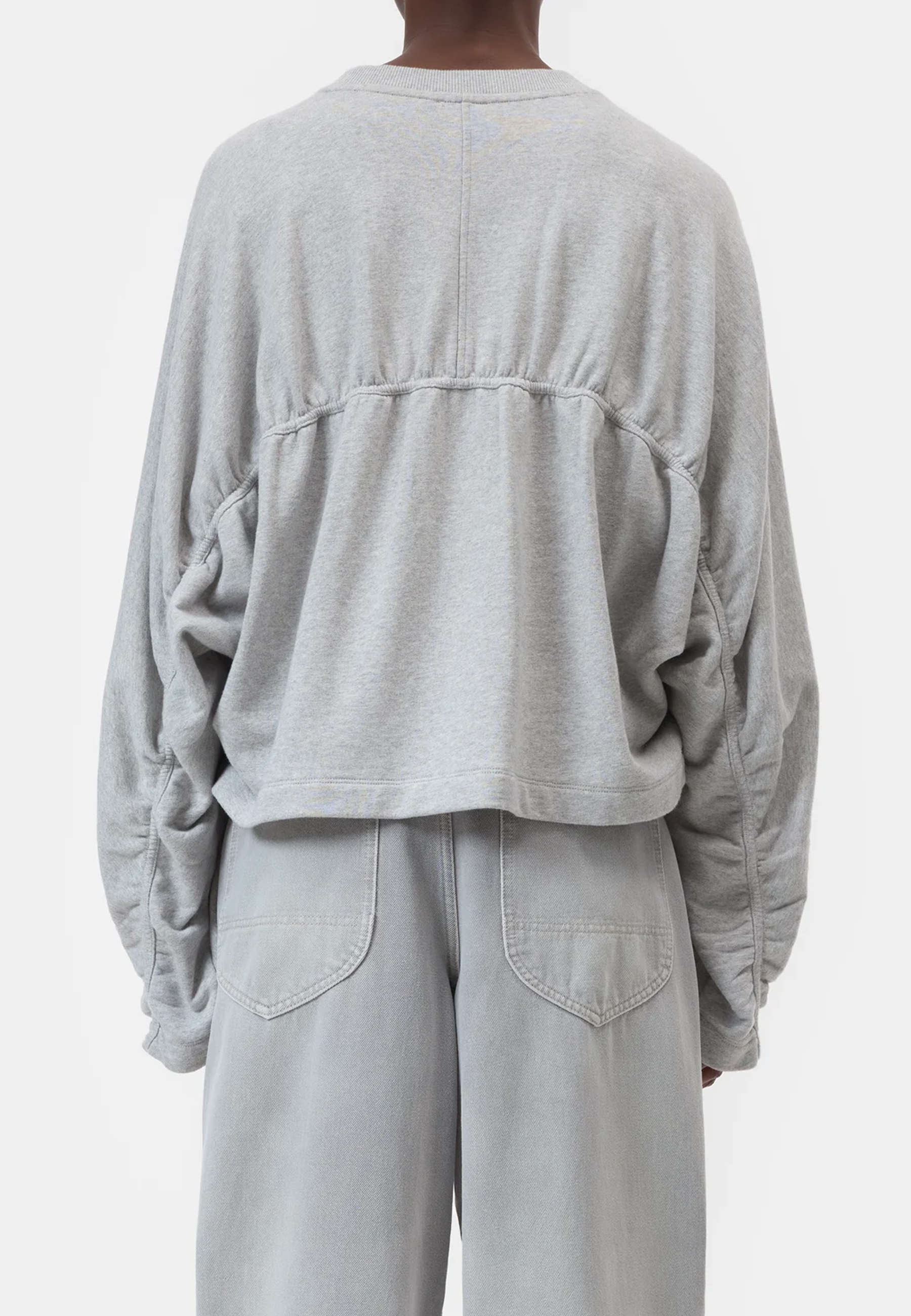 C95761 Gathered Sweatshirt | Light Gray Melange