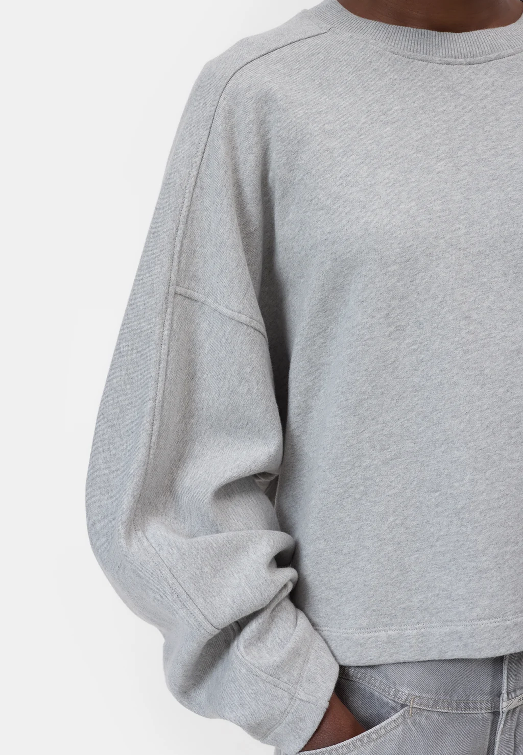 C95761 Gathered Sweatshirt | Light Gray Melange
