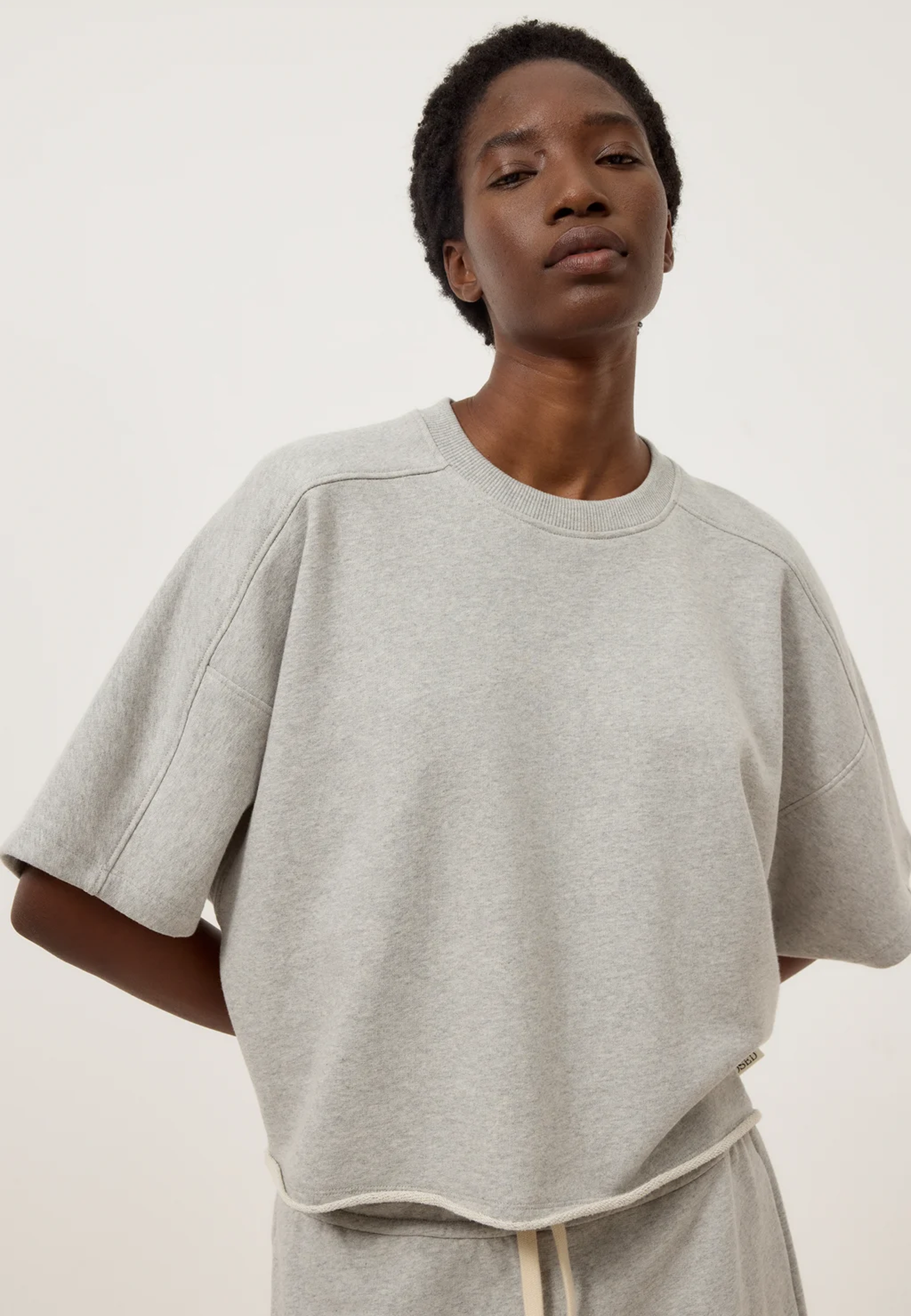 C95763 Deep Yoke T-shirt | Lysegrå Melange