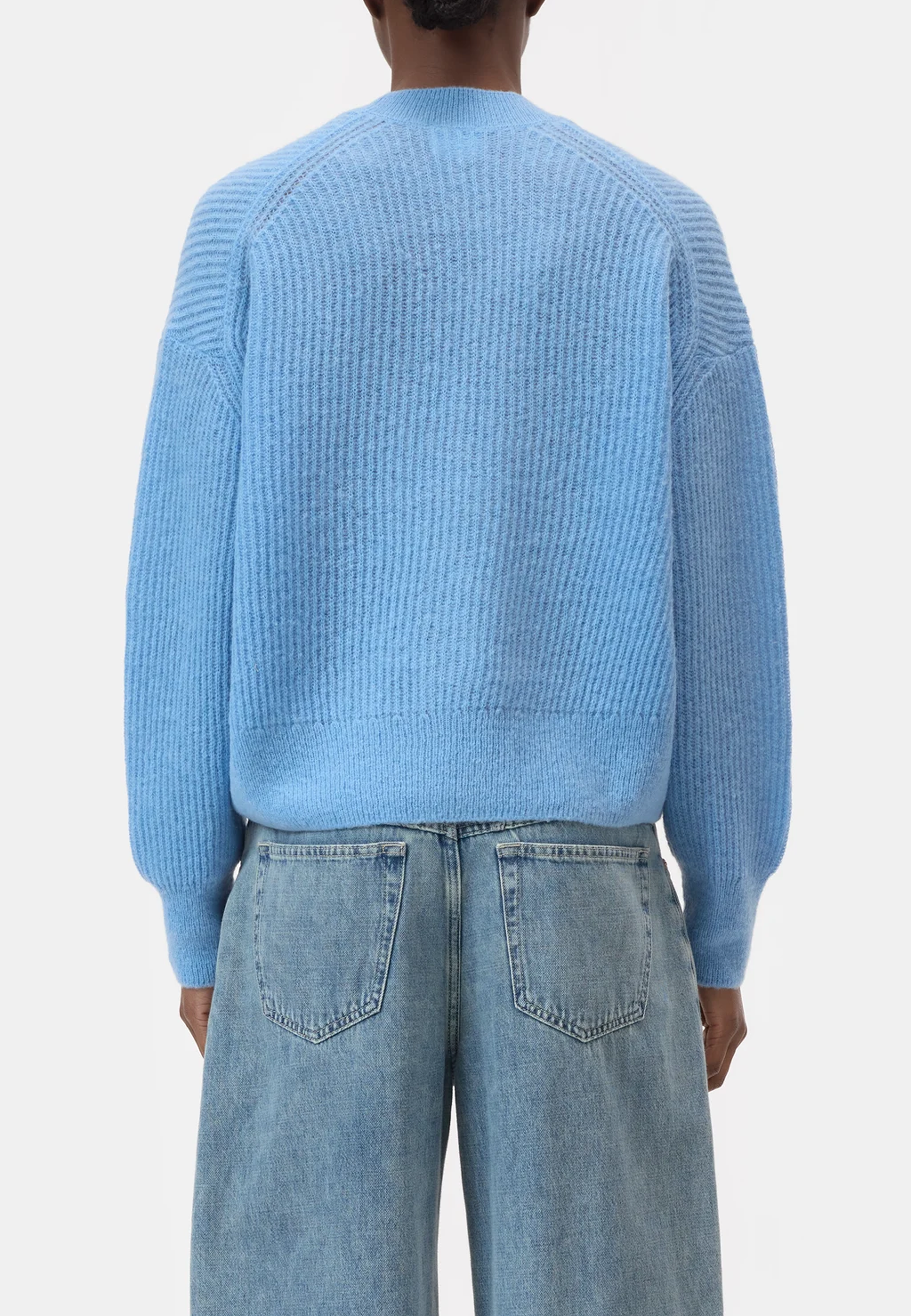 C96098 V-Neck Alpaca Cardigan | Sky Blue