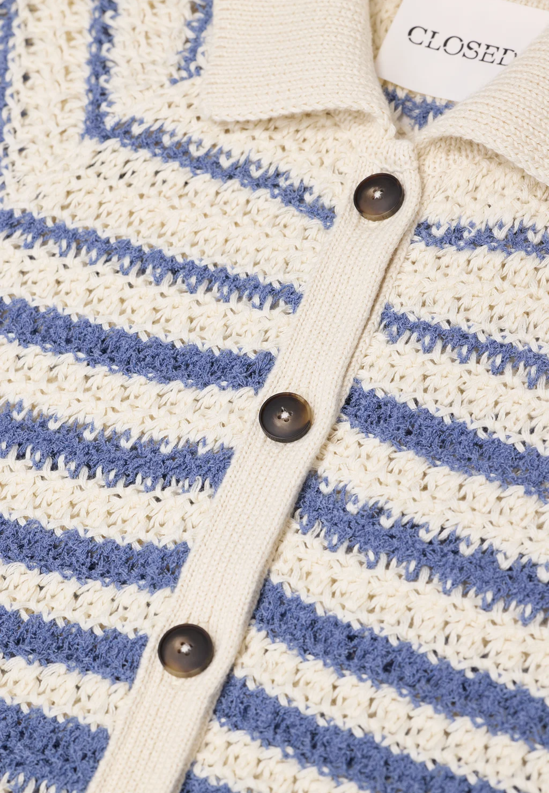 C96740 Short Sleeve Polo Cardigan | Stone Blue
