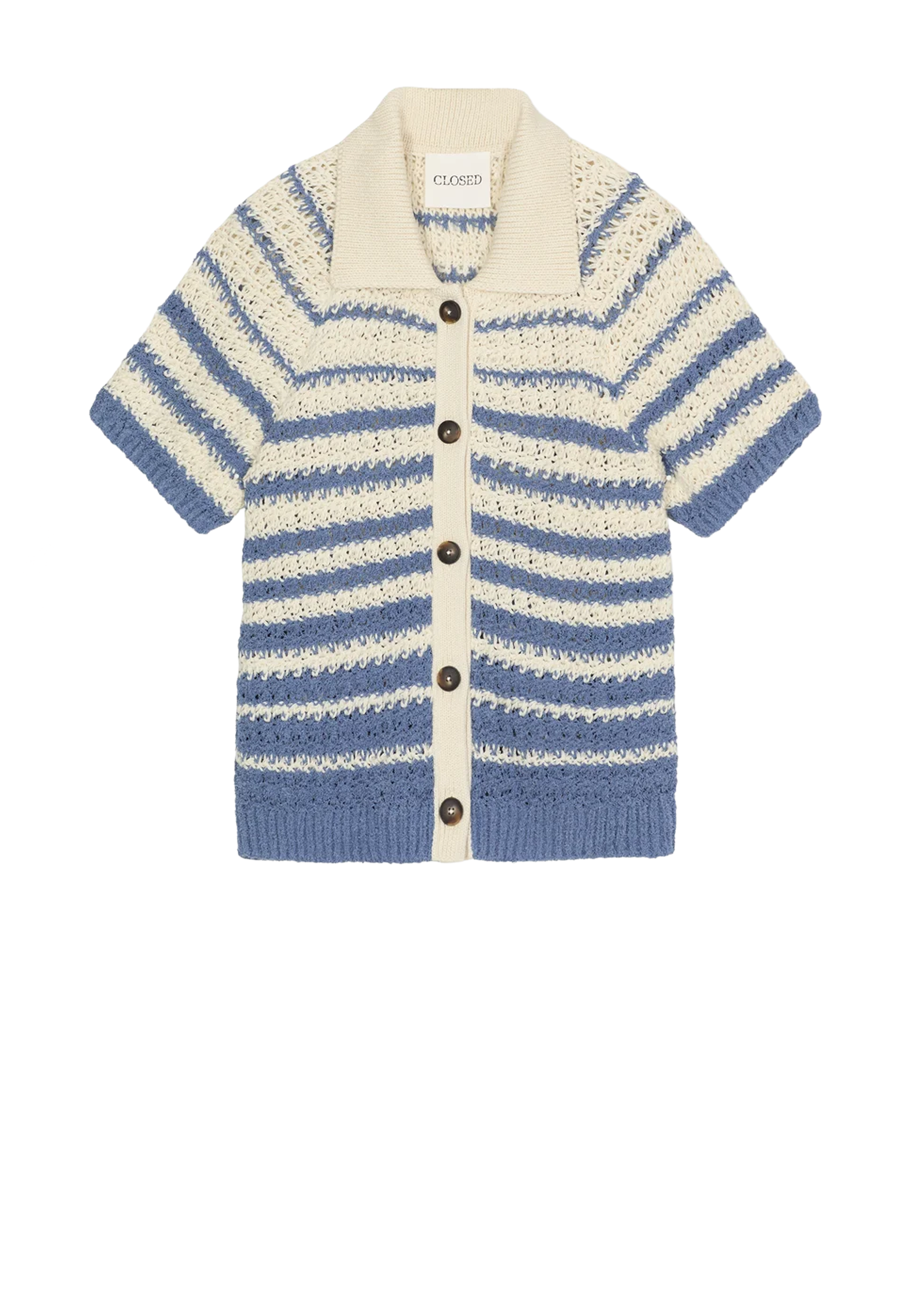 C96740 Short Sleeve Polo Cardigan | Stone Blue