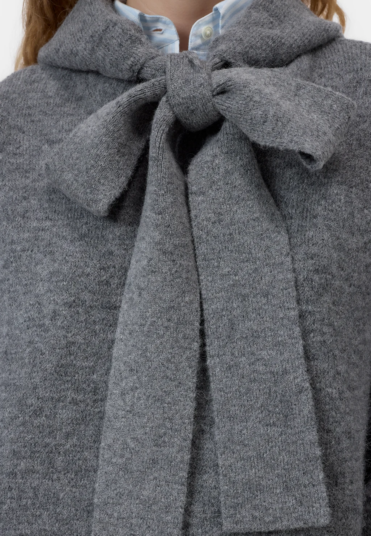C96922 Bow Tie Hoodie Pullover | Dark Grey Melange