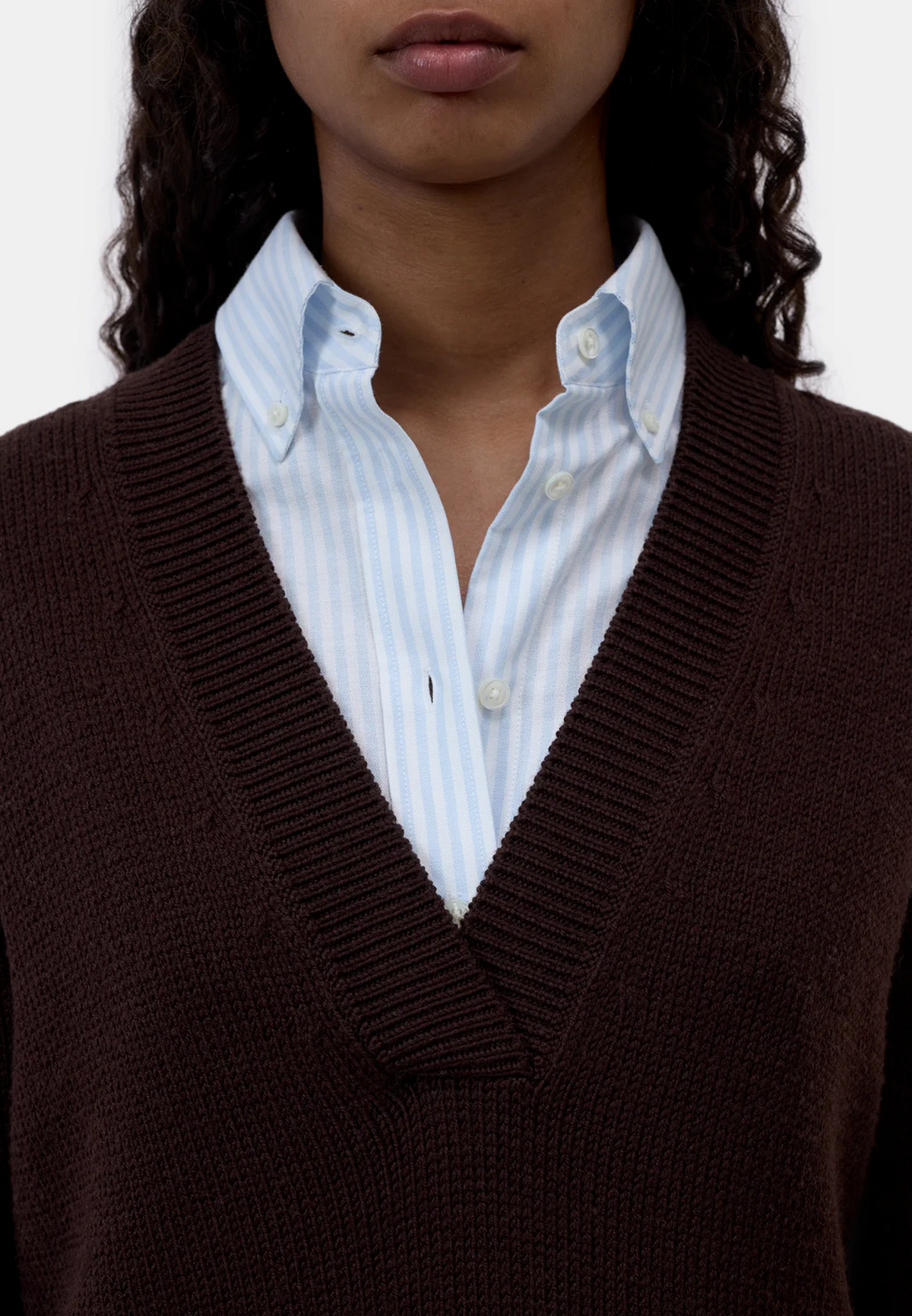 C96940 V-Neck Longsleeve | Cinder Brown