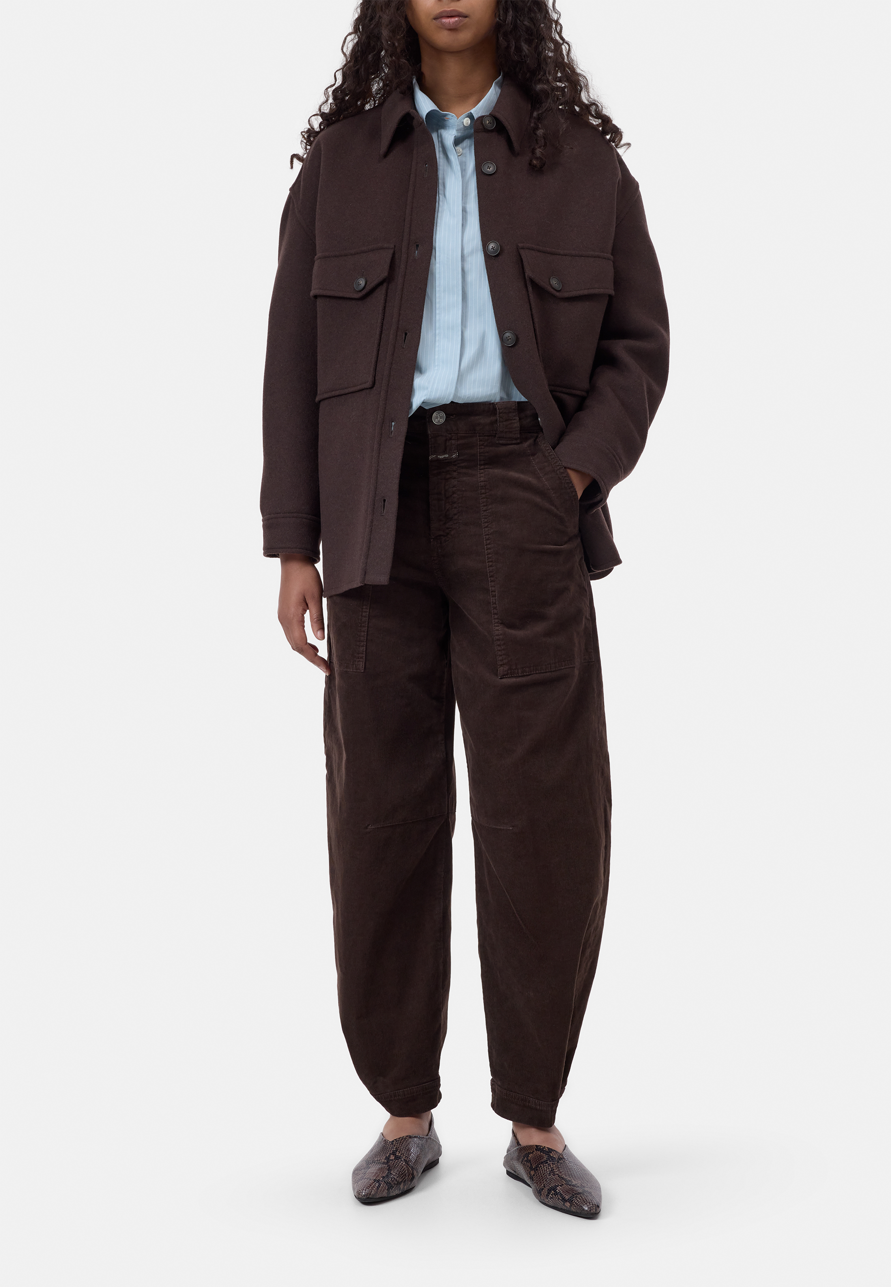 Rhannon Wide Leg Kordhose | Mahagony Brown