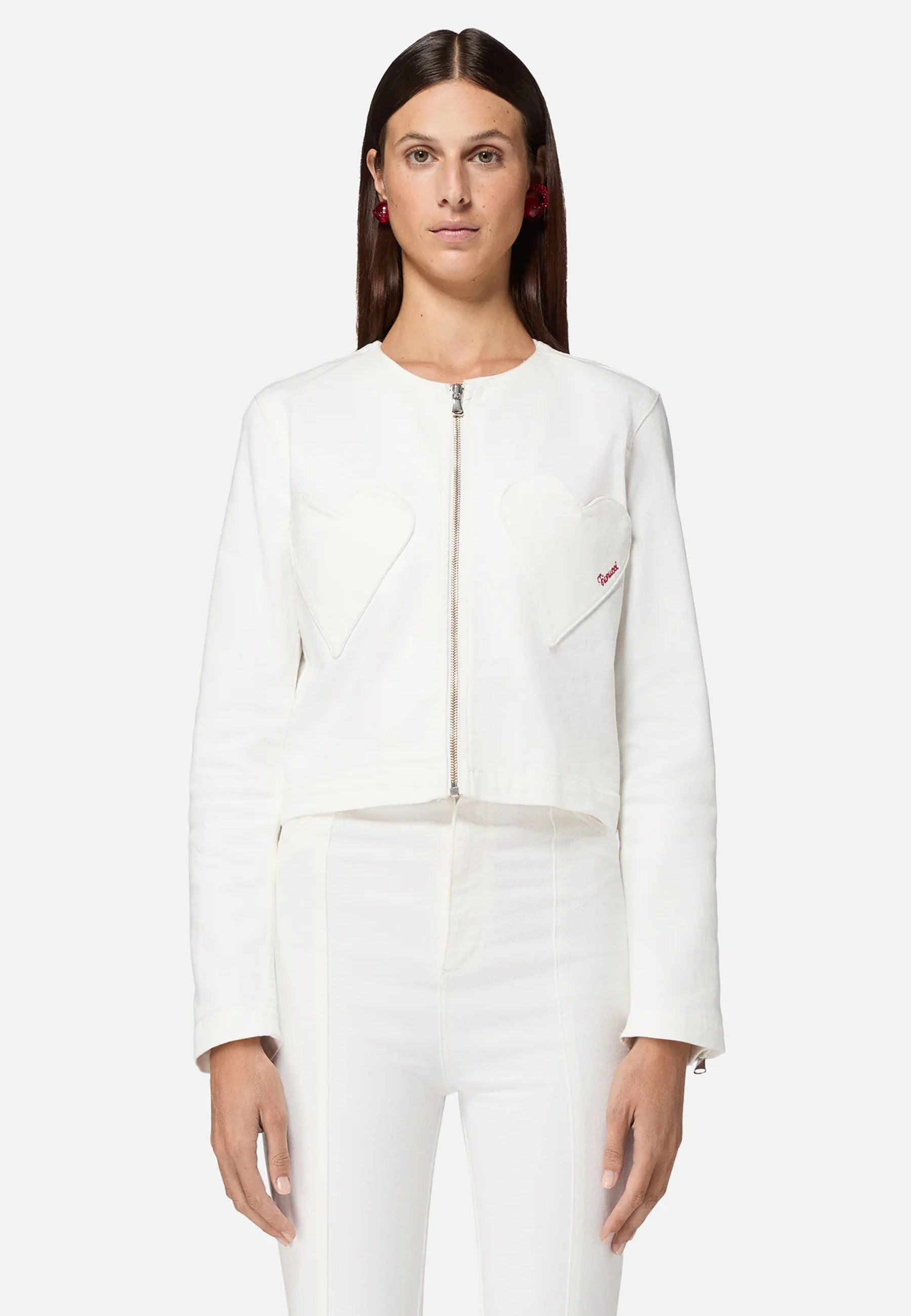 Double Heart Jeansjacke | White