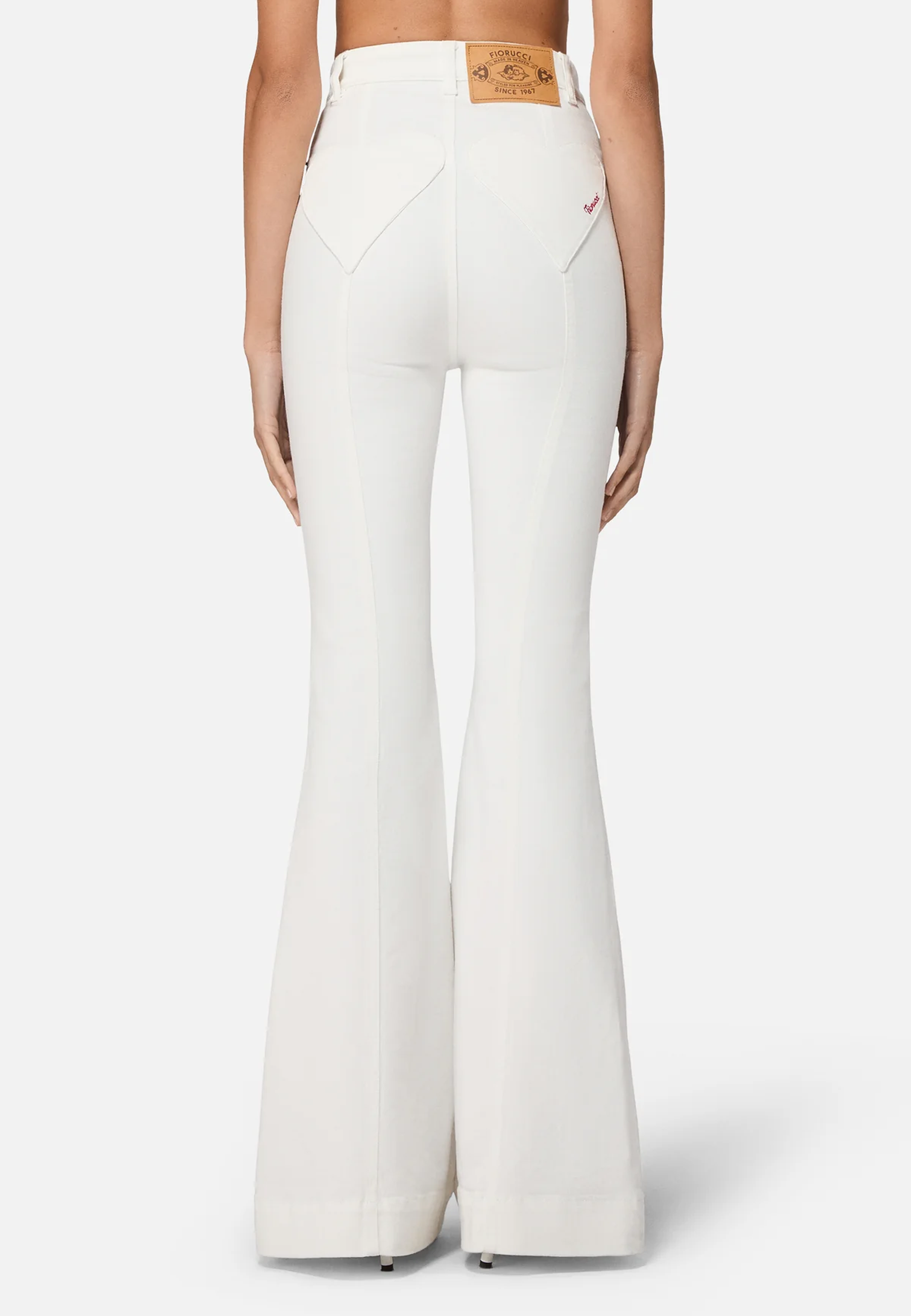 Double Heart Skinny Flared Jeans | Hvide