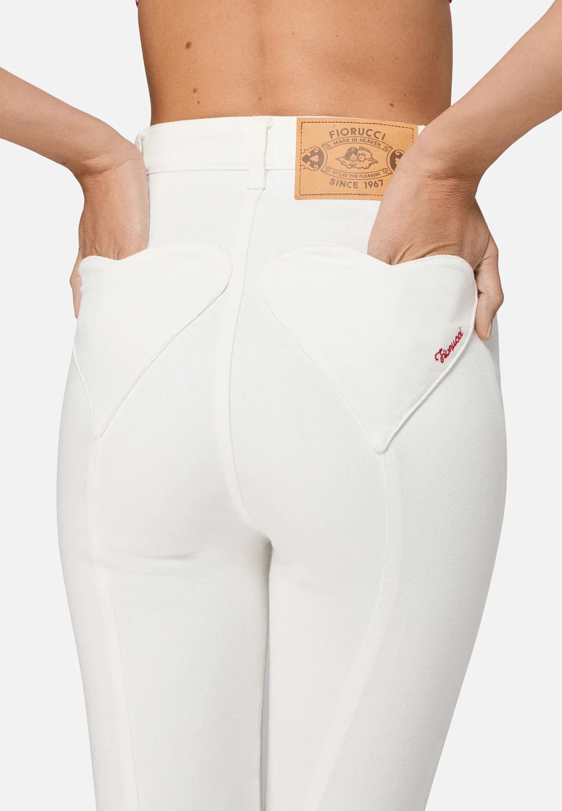 Double Heart Skinny Flared Jeans | Hvide