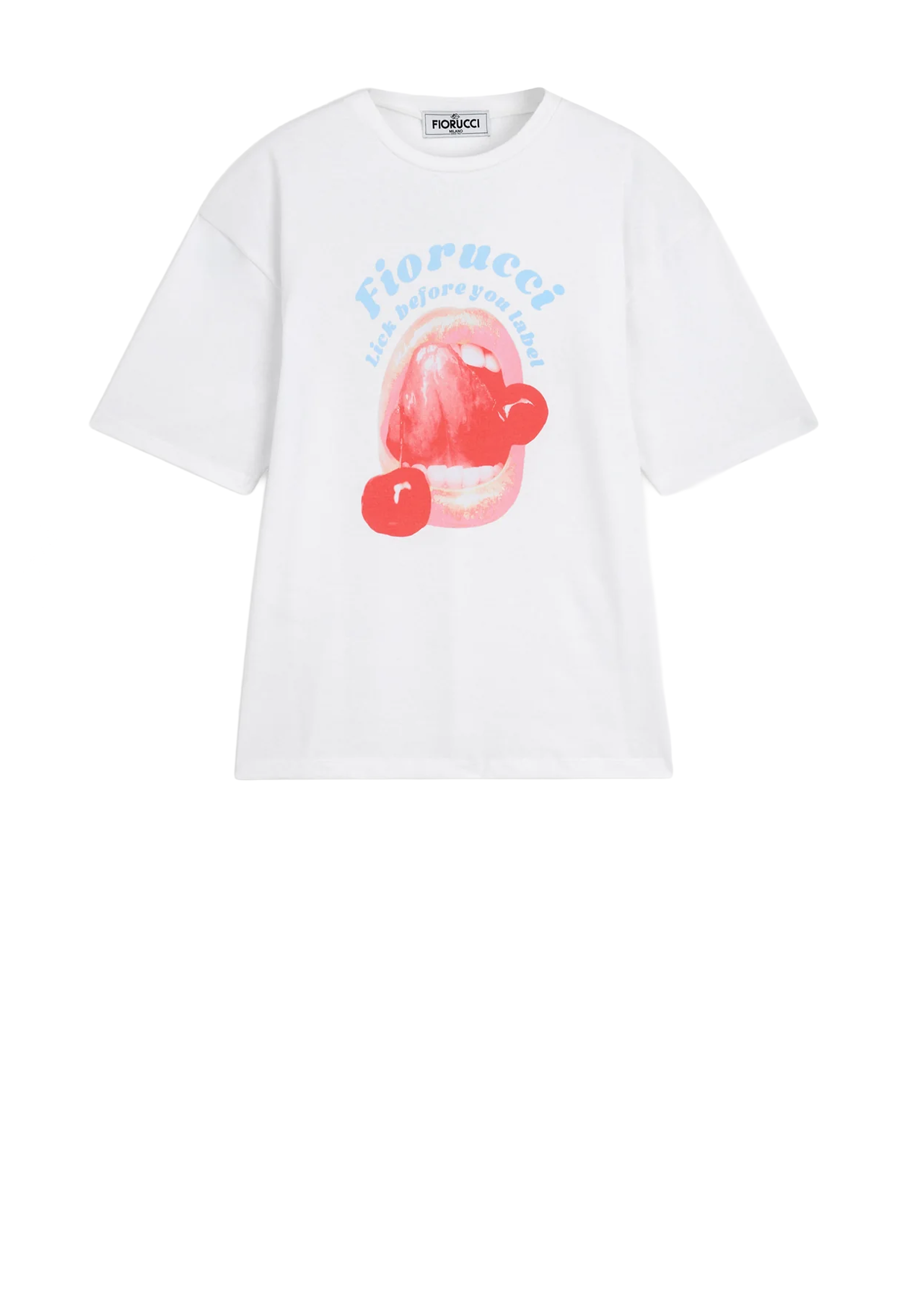 Afslappet T-shirt med "Lick Before You Label"-logo | Hvid