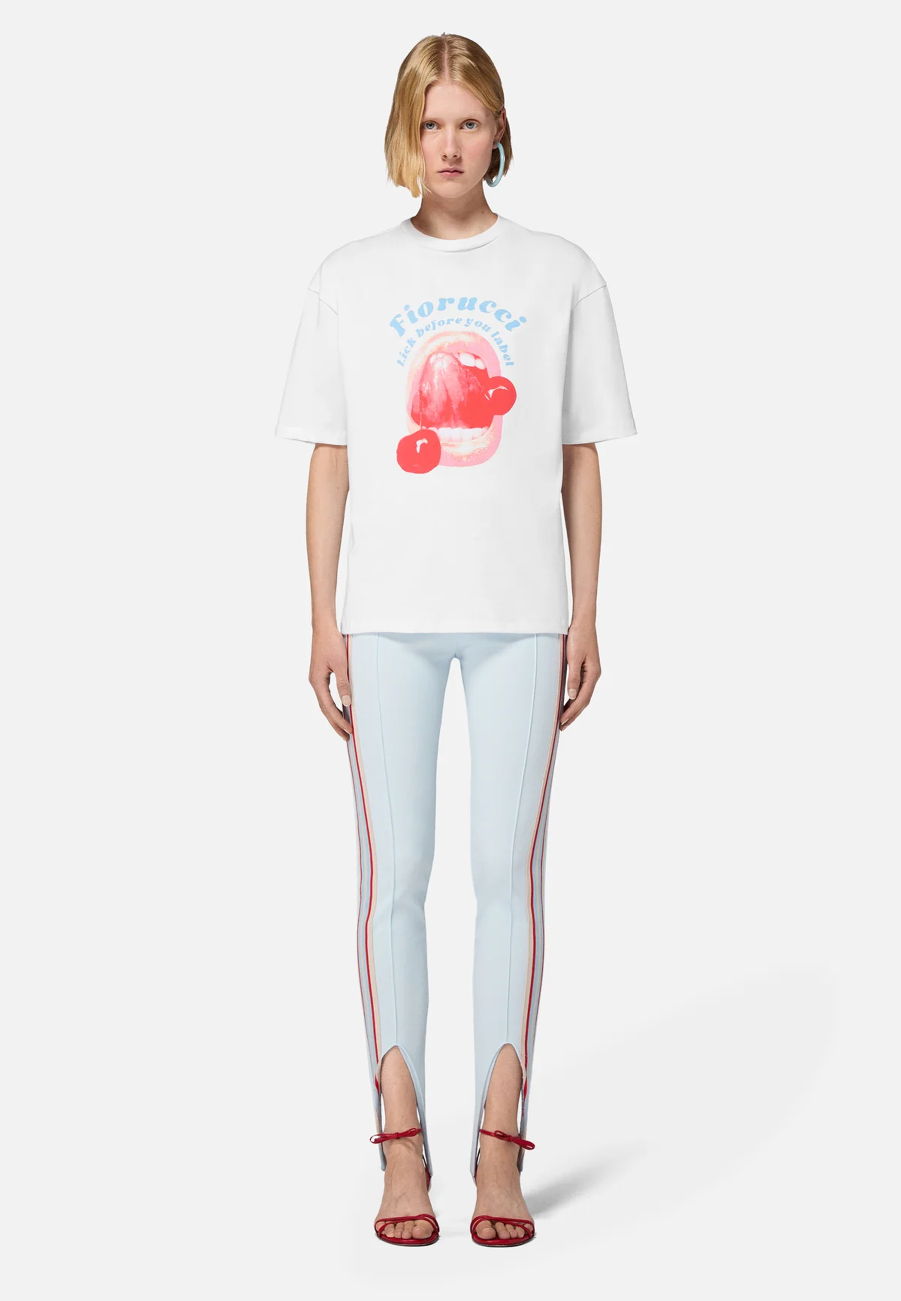 Afslappet T-shirt med "Lick Before You Label"-logo | Hvid