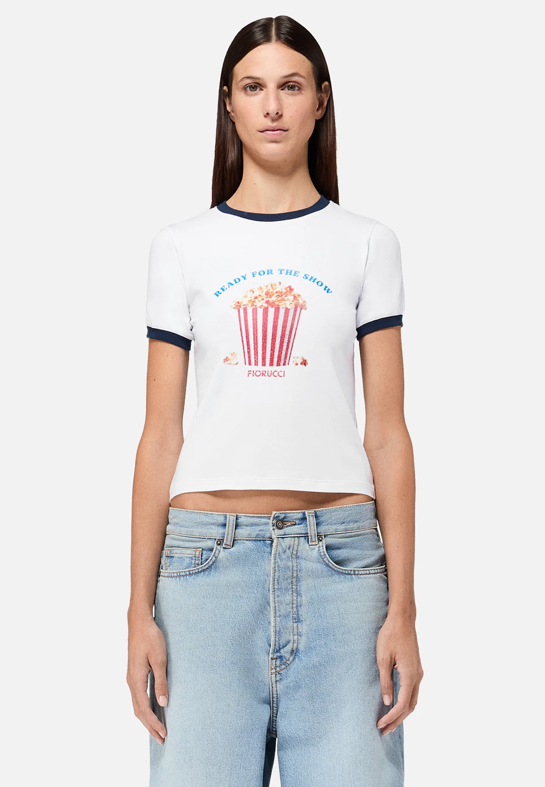 Baby T-shirt med popcornprint | Hvid