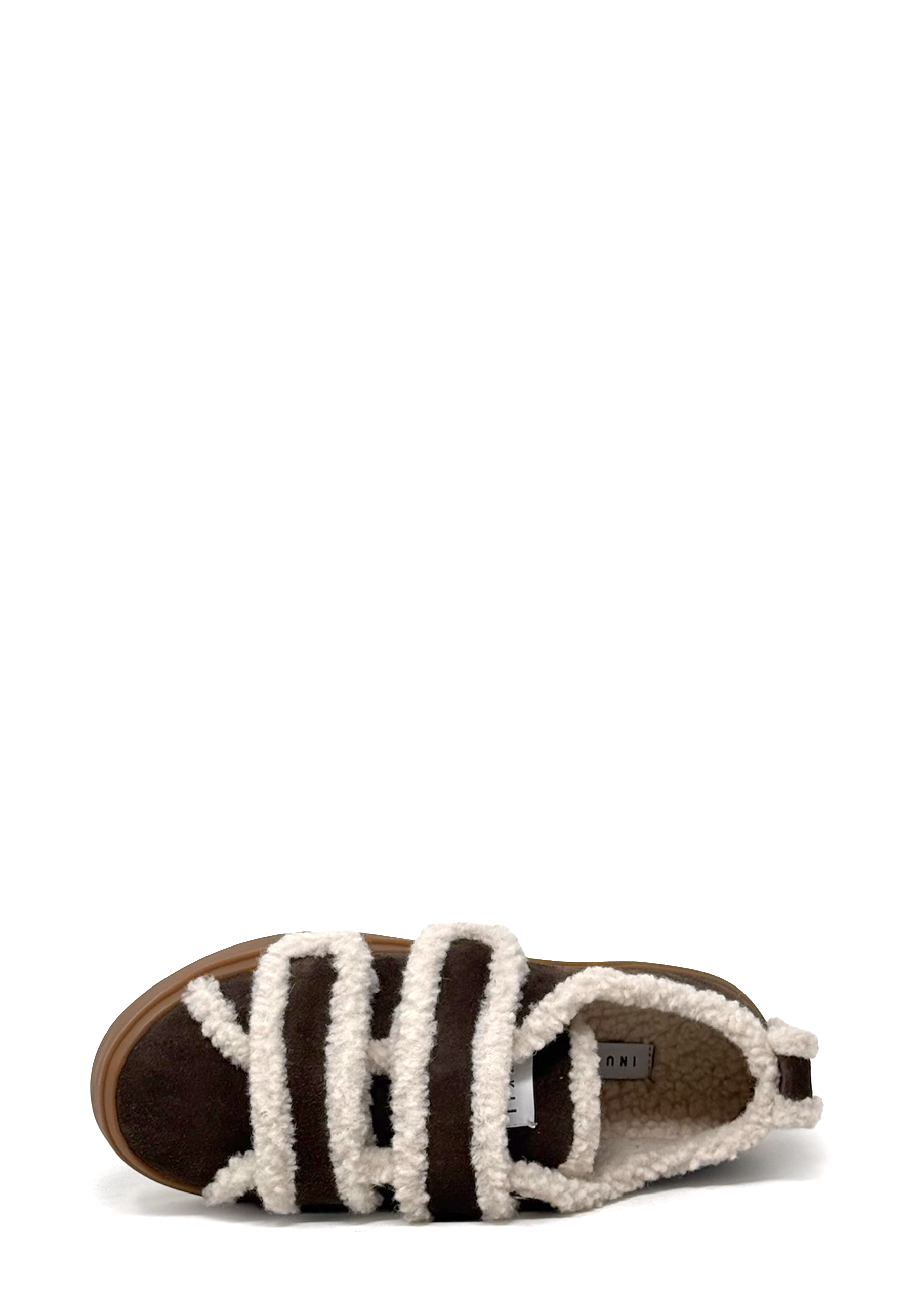 Shearling Low Velcro Sneaker | Dark Brown