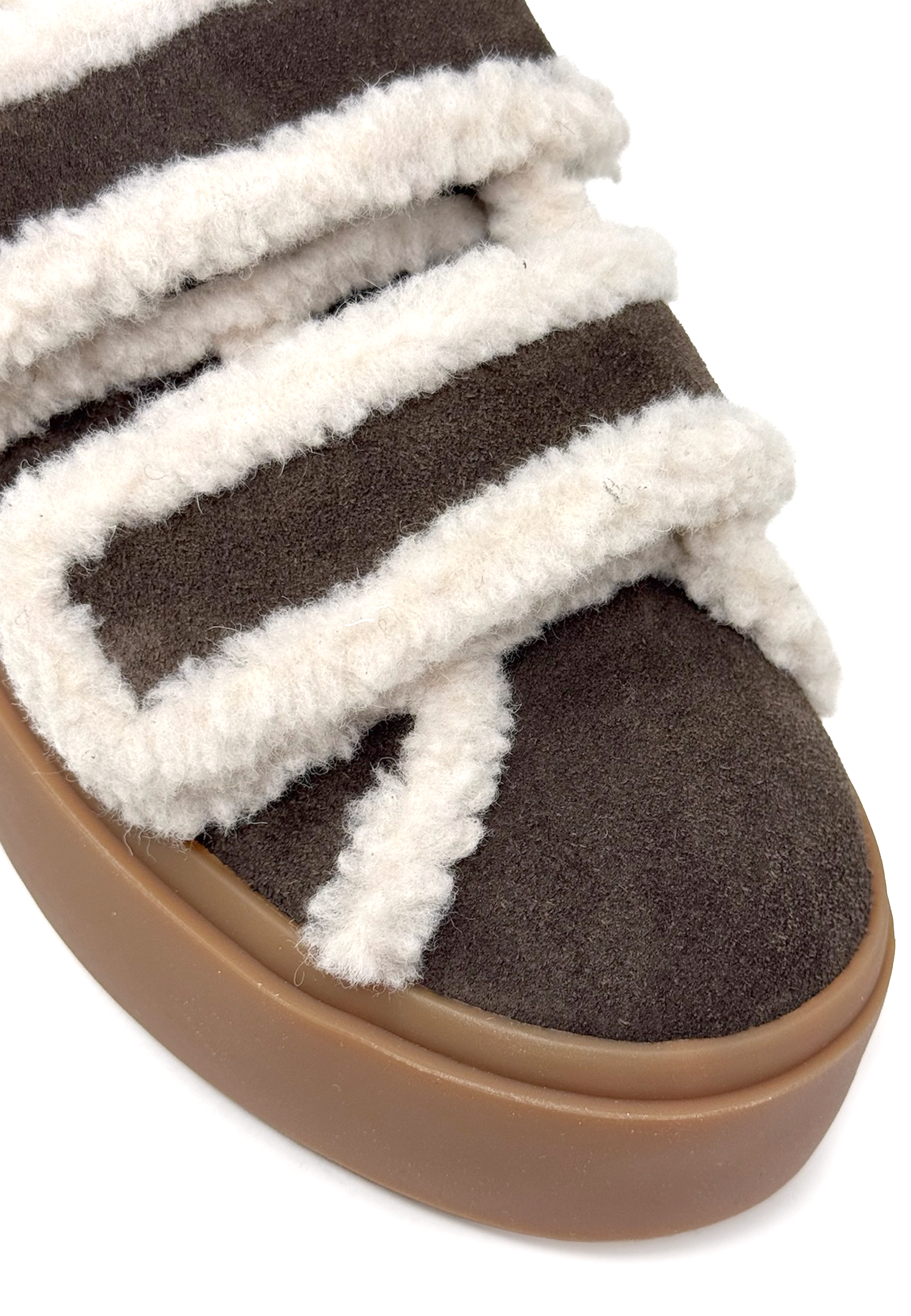 Shearling Low Velcro Sneaker | Dark Brown
