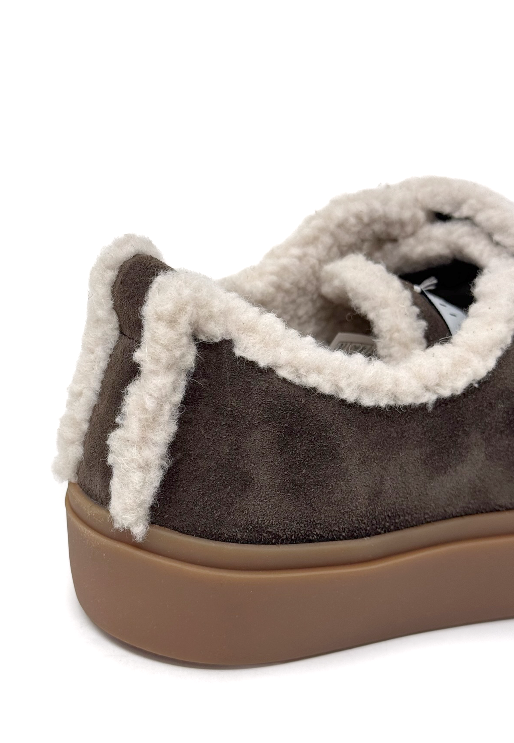Shearling Low Velcro Sneaker | Dark Brown