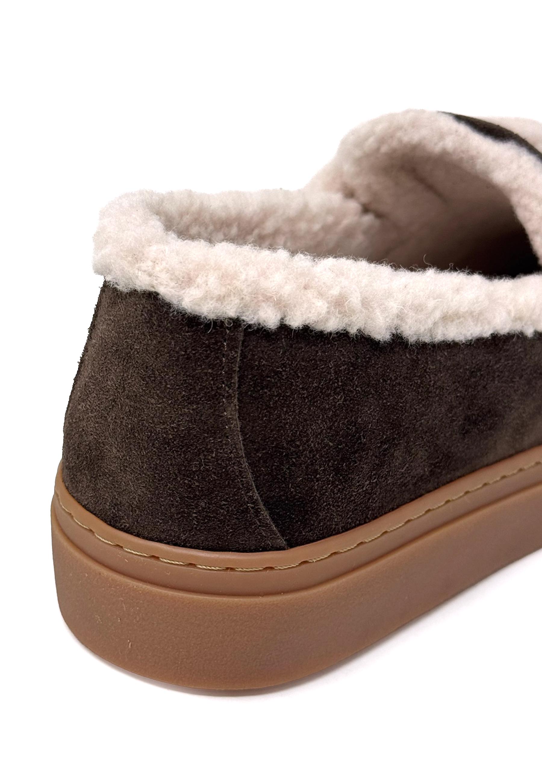 Shearling Plain Loafer | Dark Brown