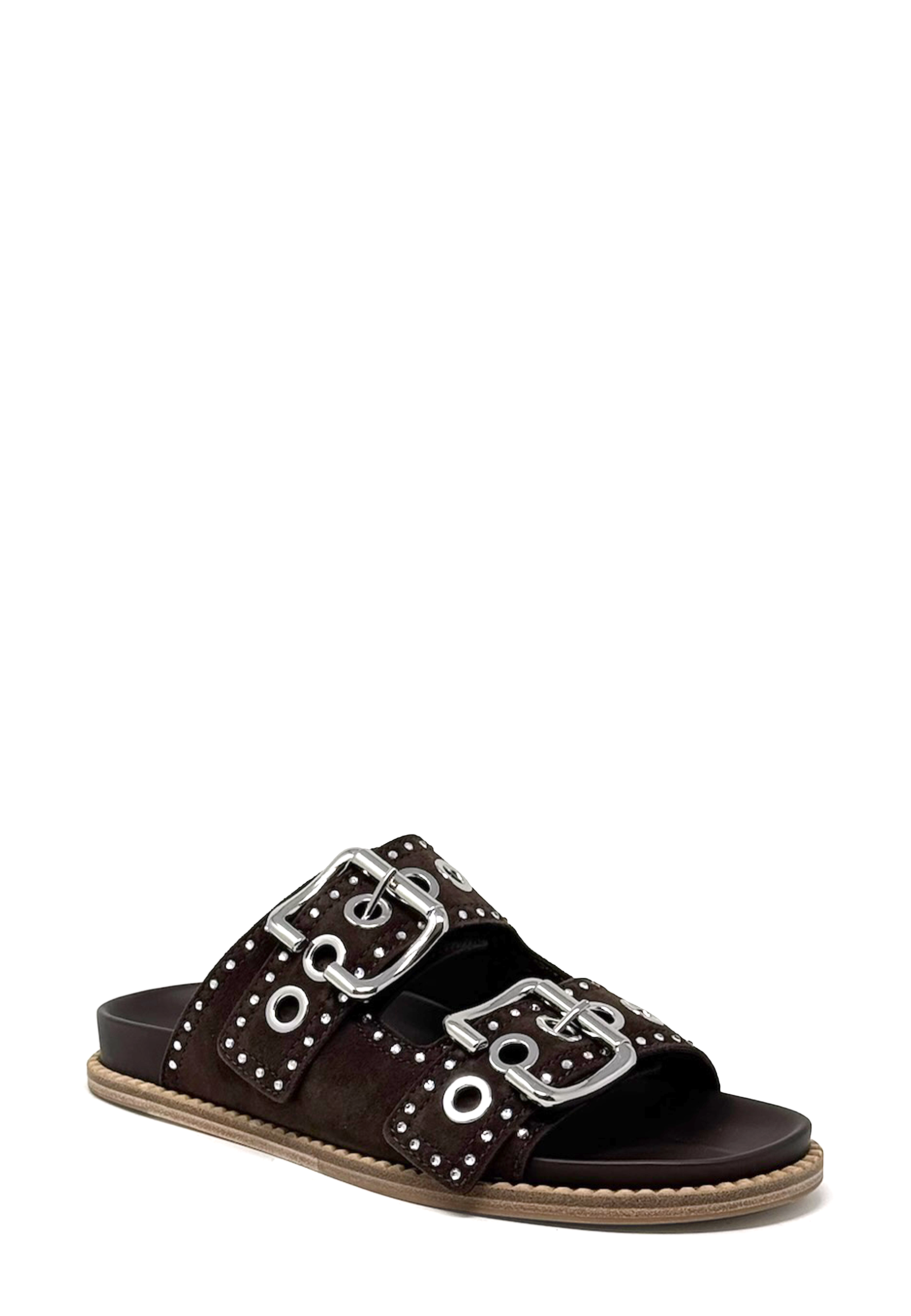 Mimi Pantolette | Pepe Silver Crystal Suede