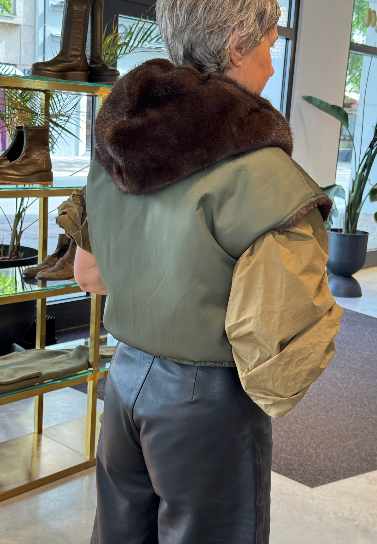 Zoey Reversible Weste | Olive Brown
