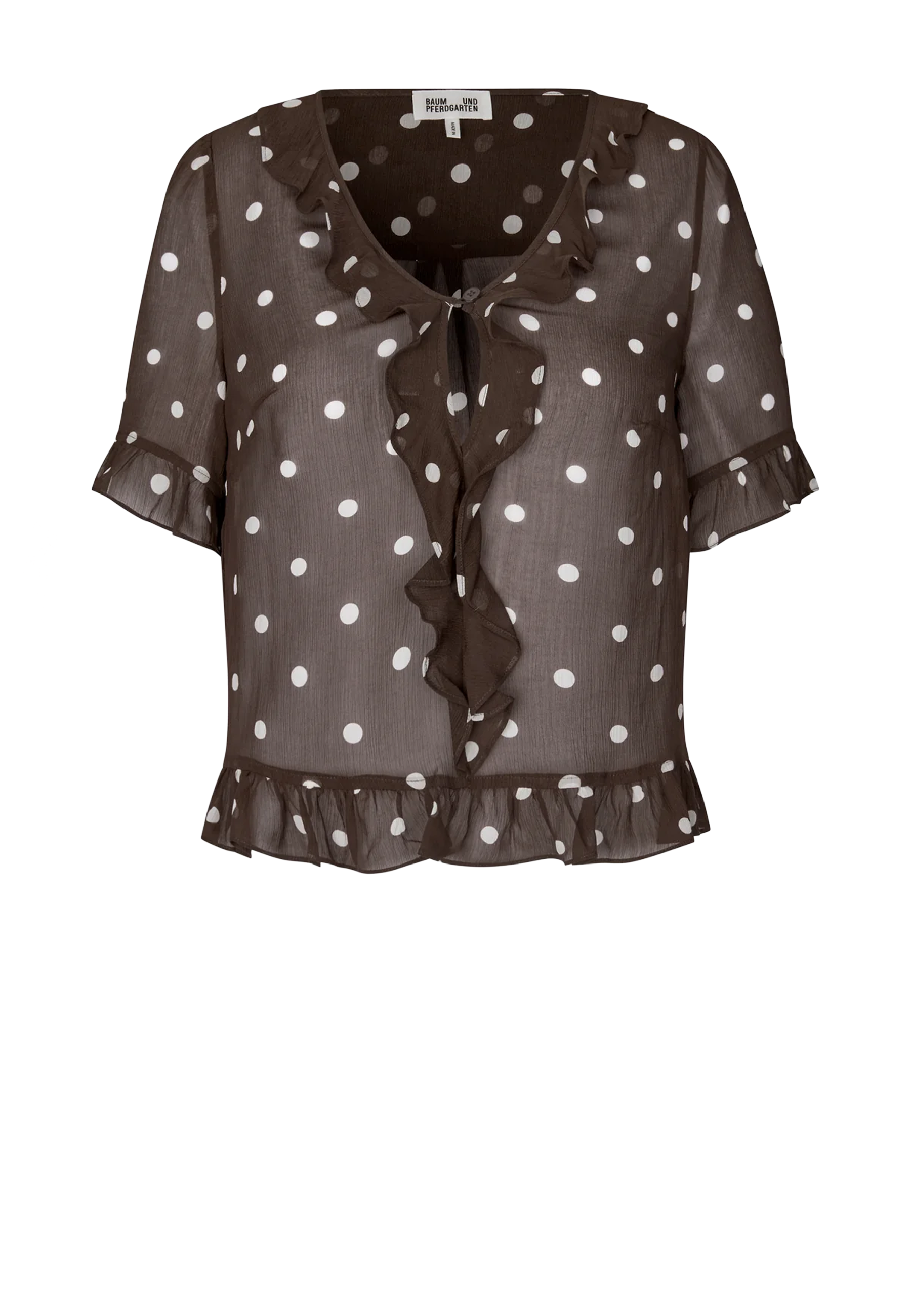 Madicen Kurzarm Bluse | Coffee Bean Dots