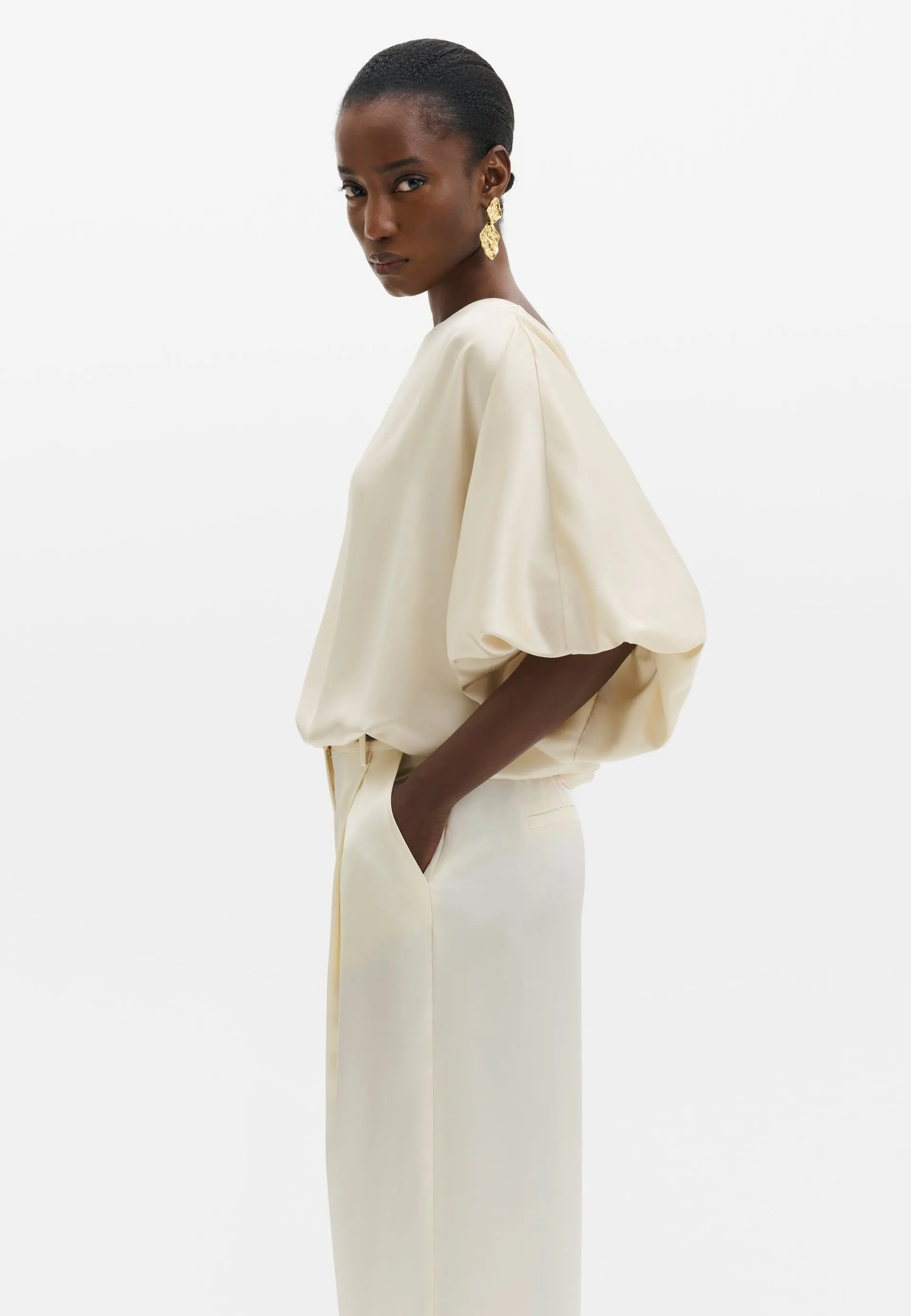 Havanna Puff Sleeve Bluse | Pearl