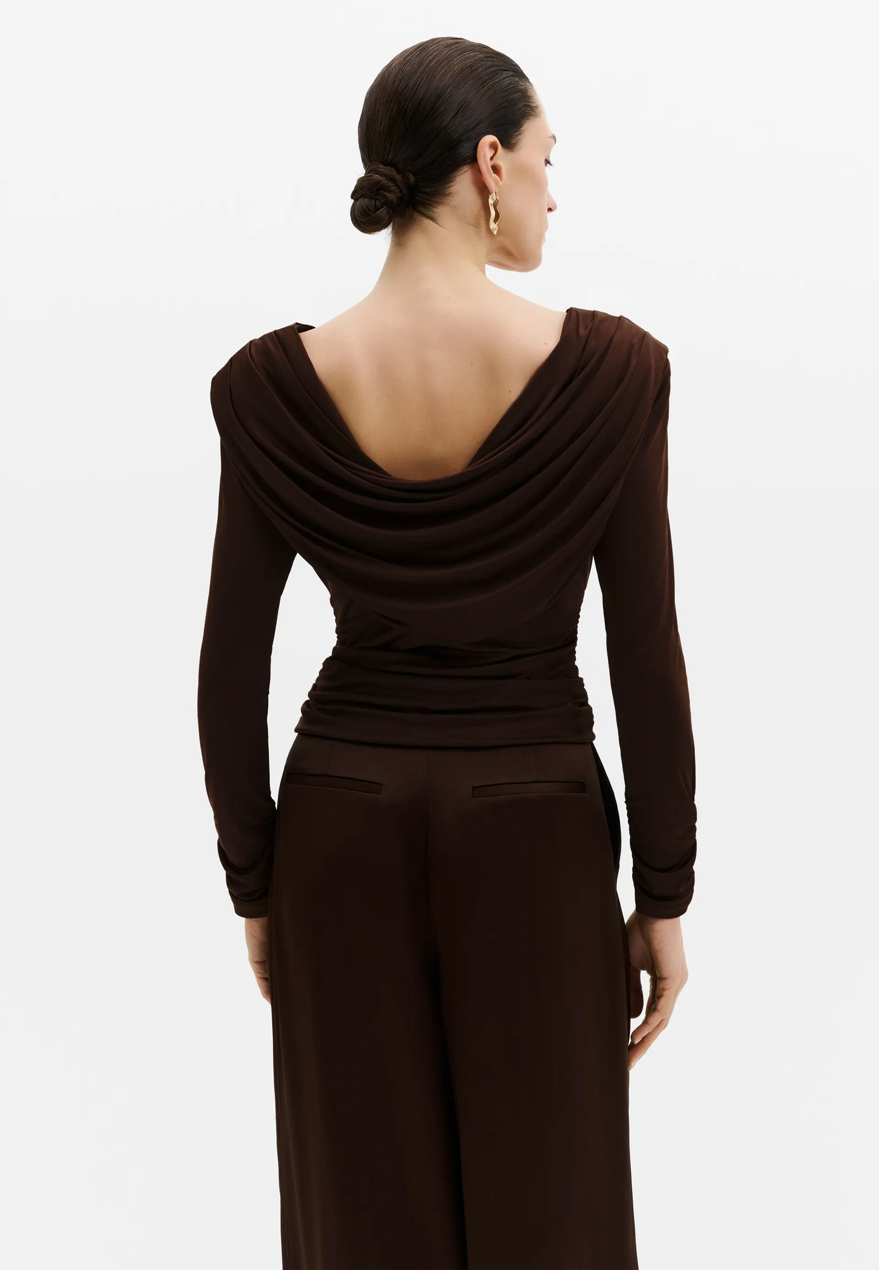 Signe Cowl Neck Longsleeve | Dark Brown