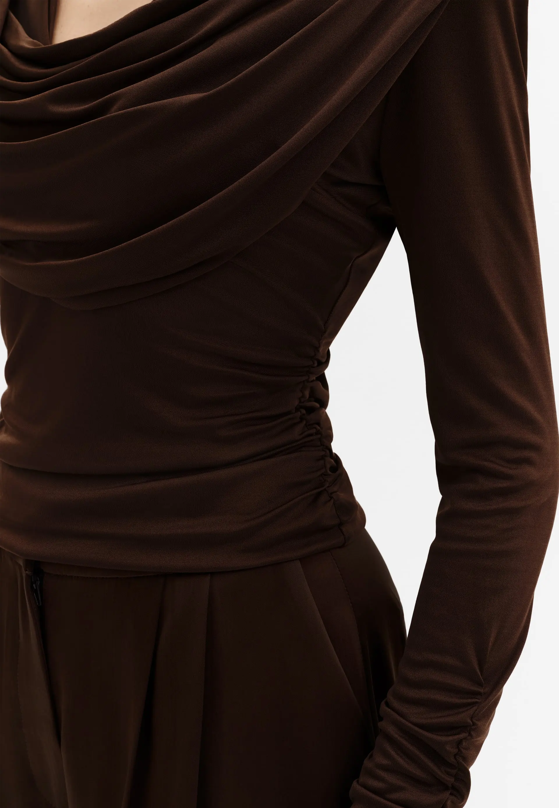 Signe Cowl Neck Longsleeve | Dark Brown
