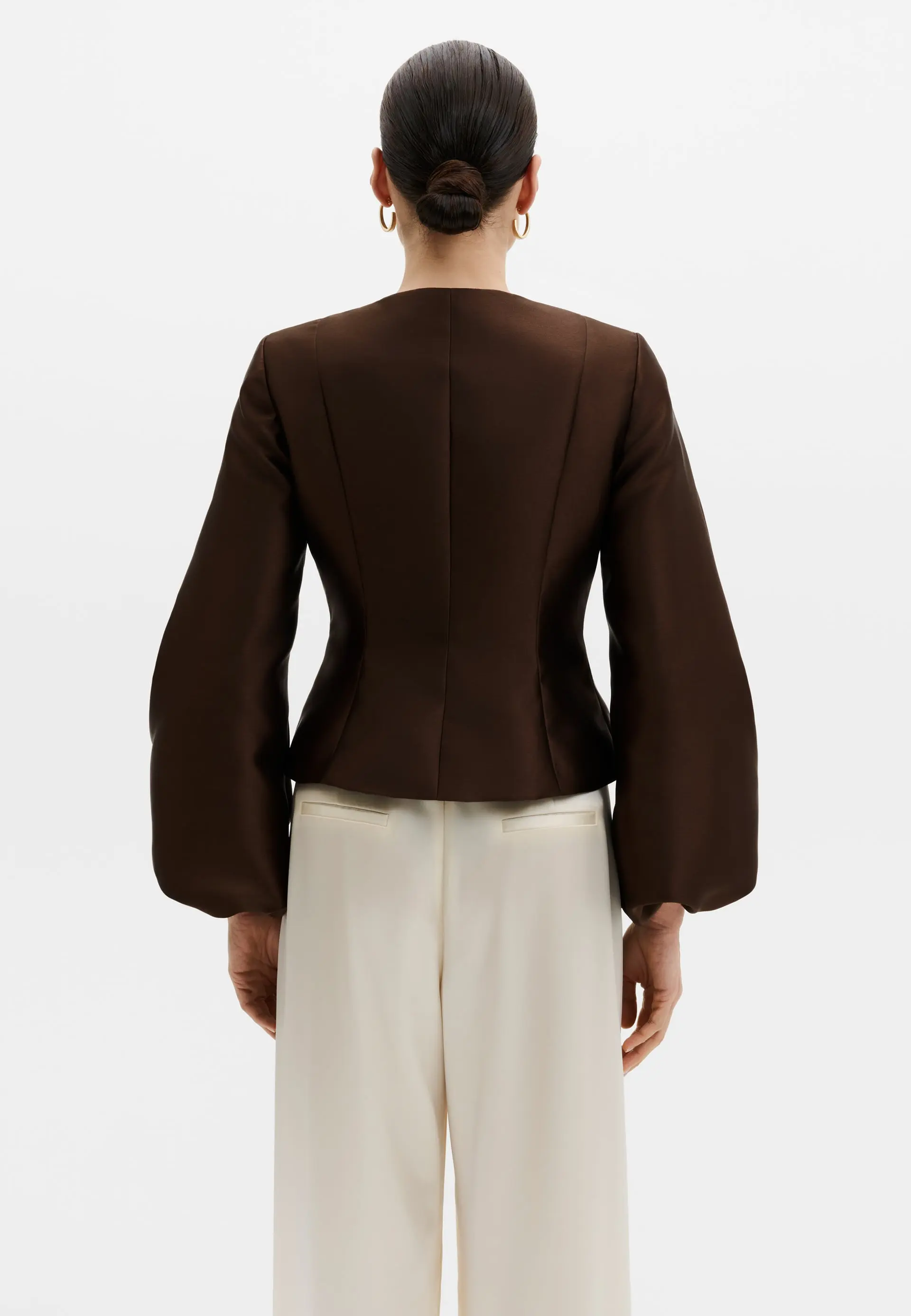 Vendela Balloon Sleeve Bluse | Dark Brown