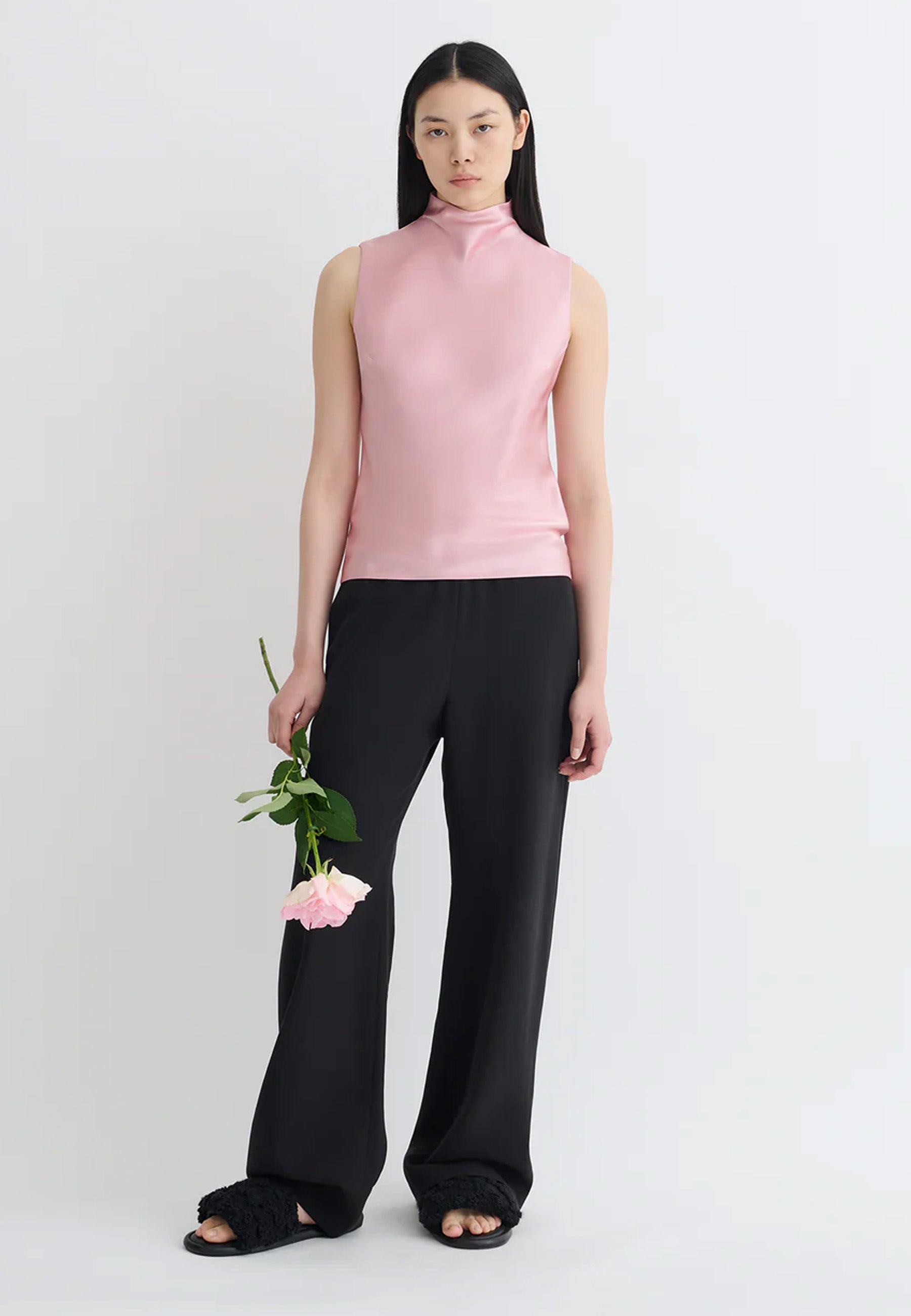 Coloson Satin Top | Pastel Pink