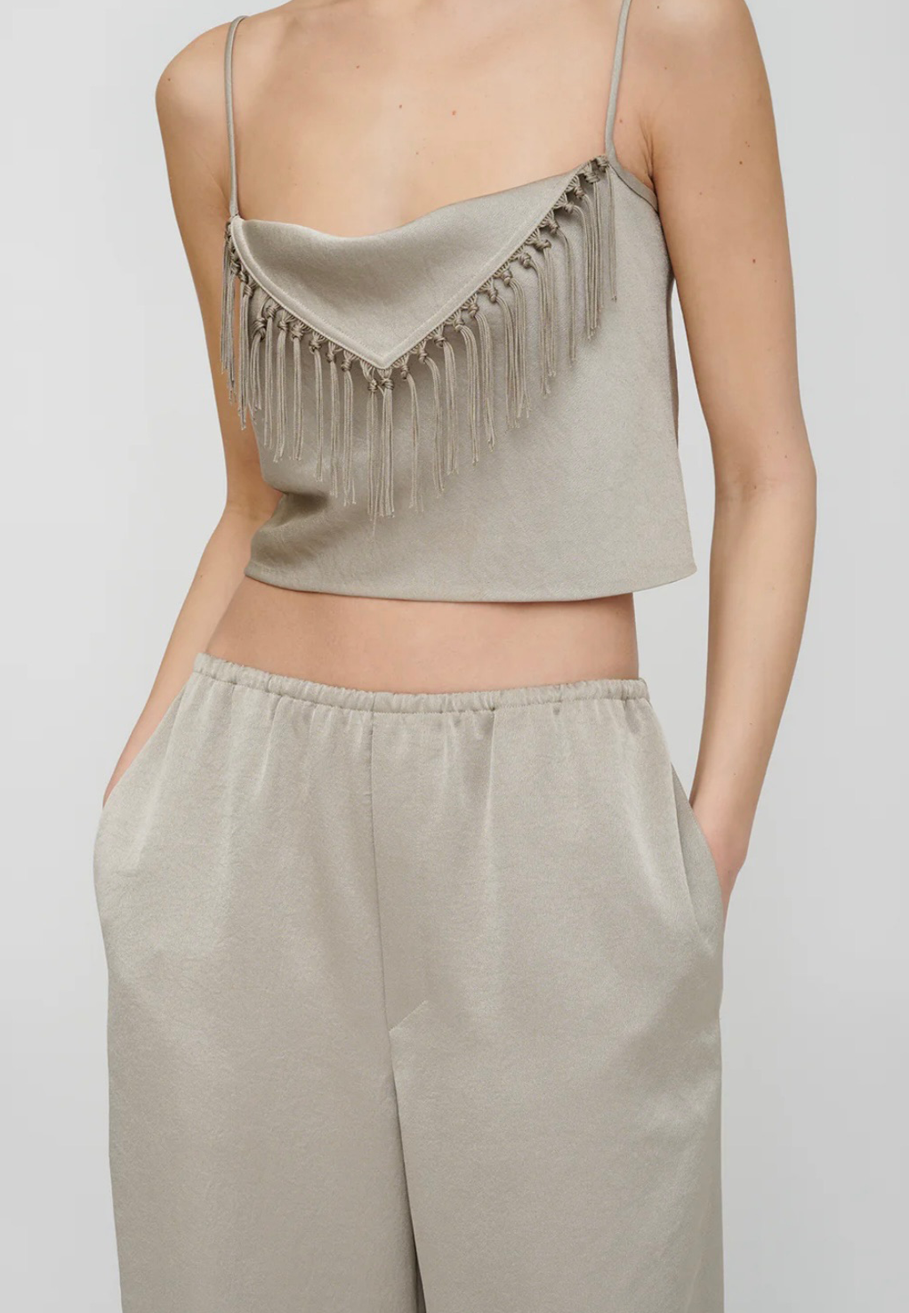 Lainey Fransen Satin Top | Silver