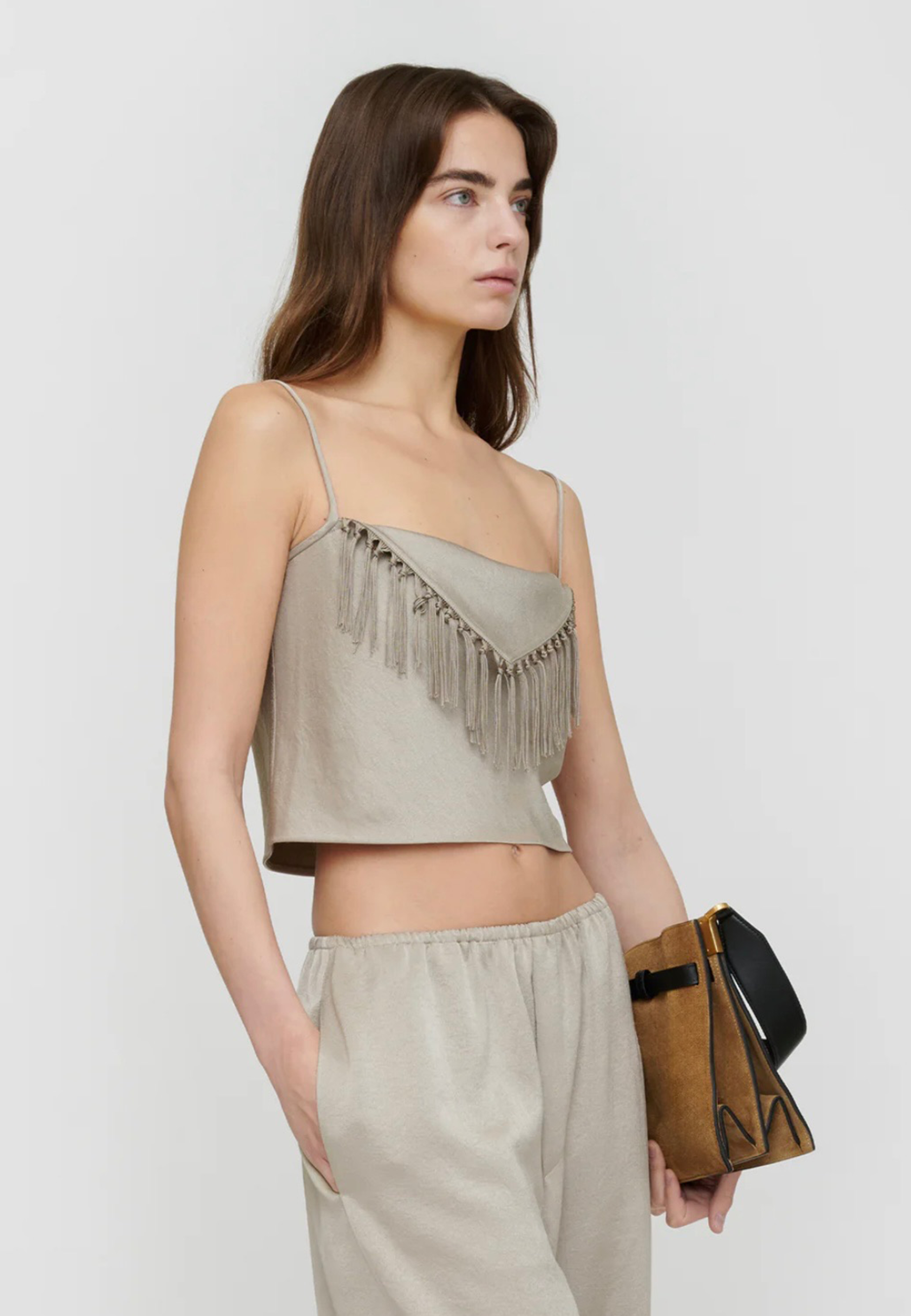 Lainey Fransen Satin Top | Silver