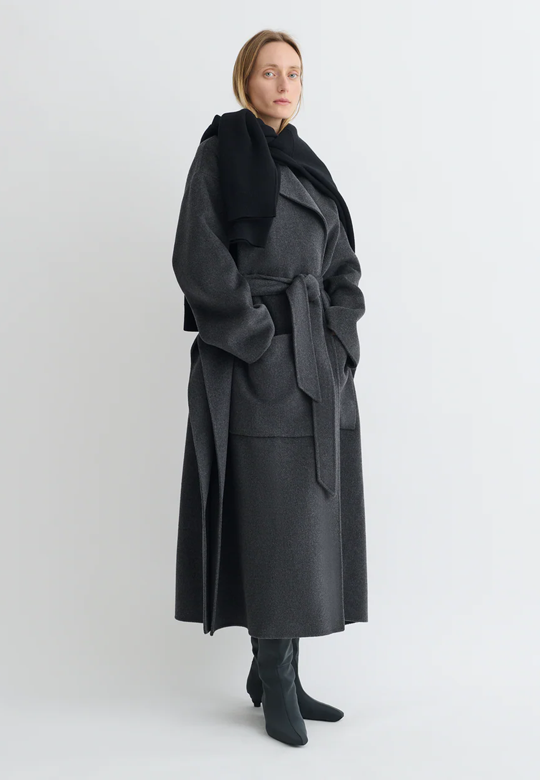 Salima Double Wool Mantel | Grey Melange