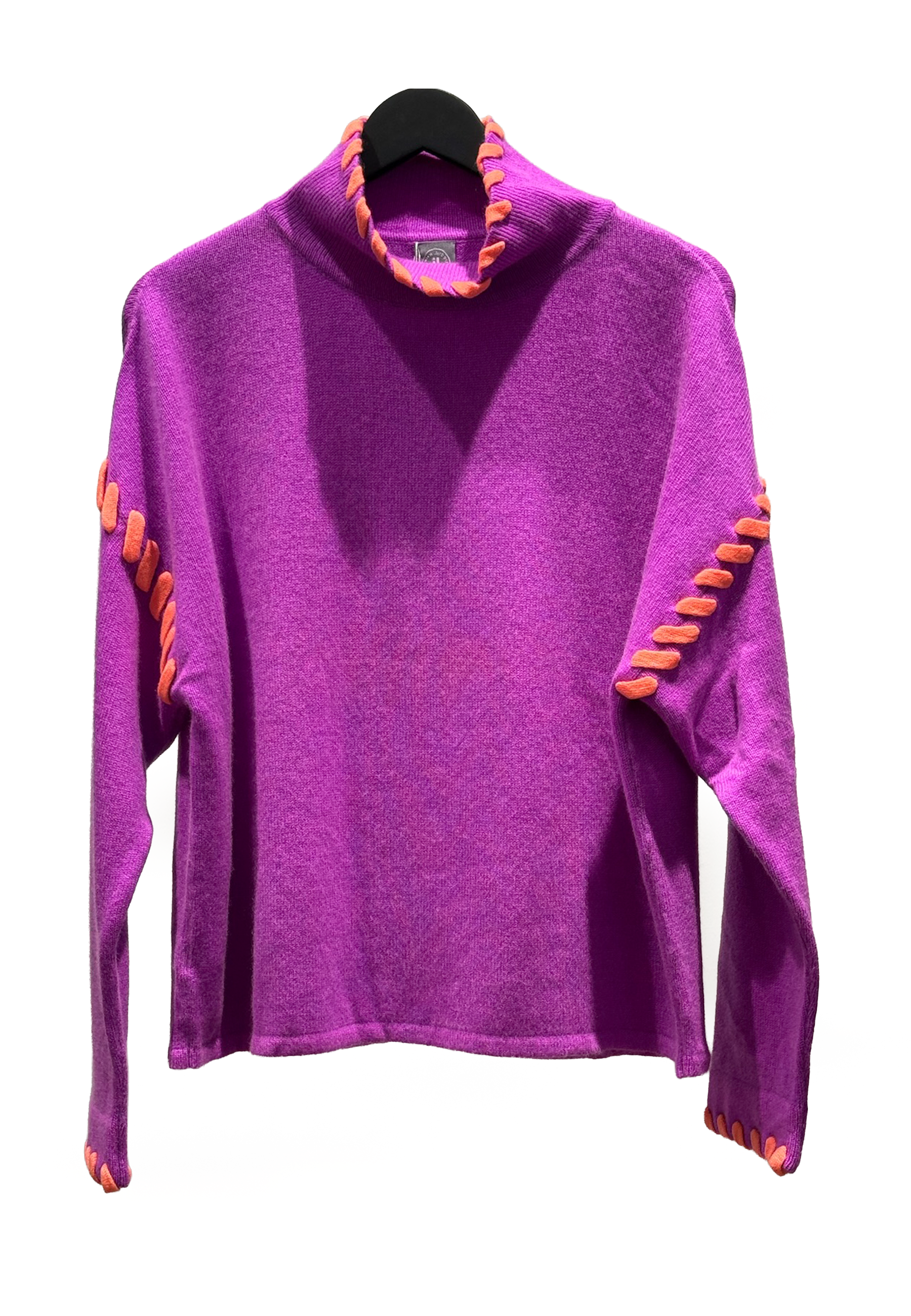 Amy Rollkragen Pullover | Neon Purple Neon Orange