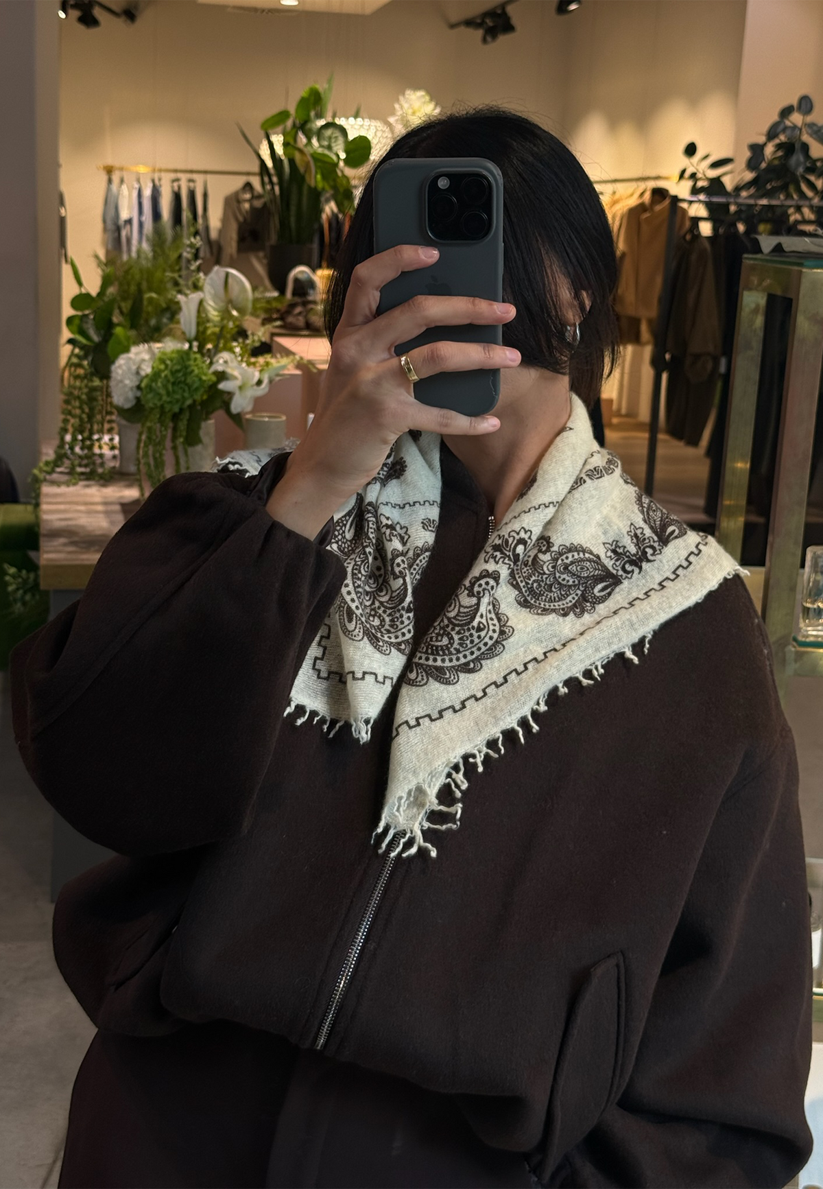 Paisley Kaschmir Tuch | Offwhite Choco