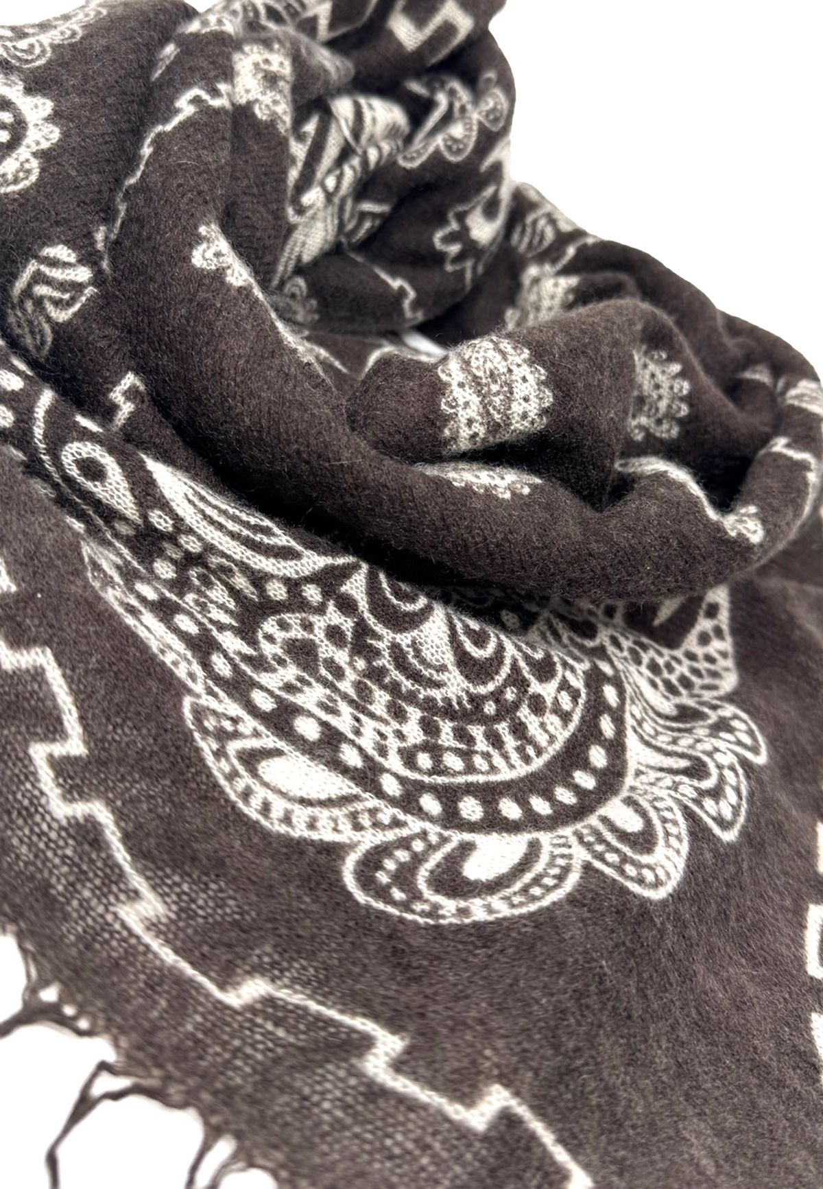 Paisley Maxi Kaschmir Tuch | Choco Offwhite